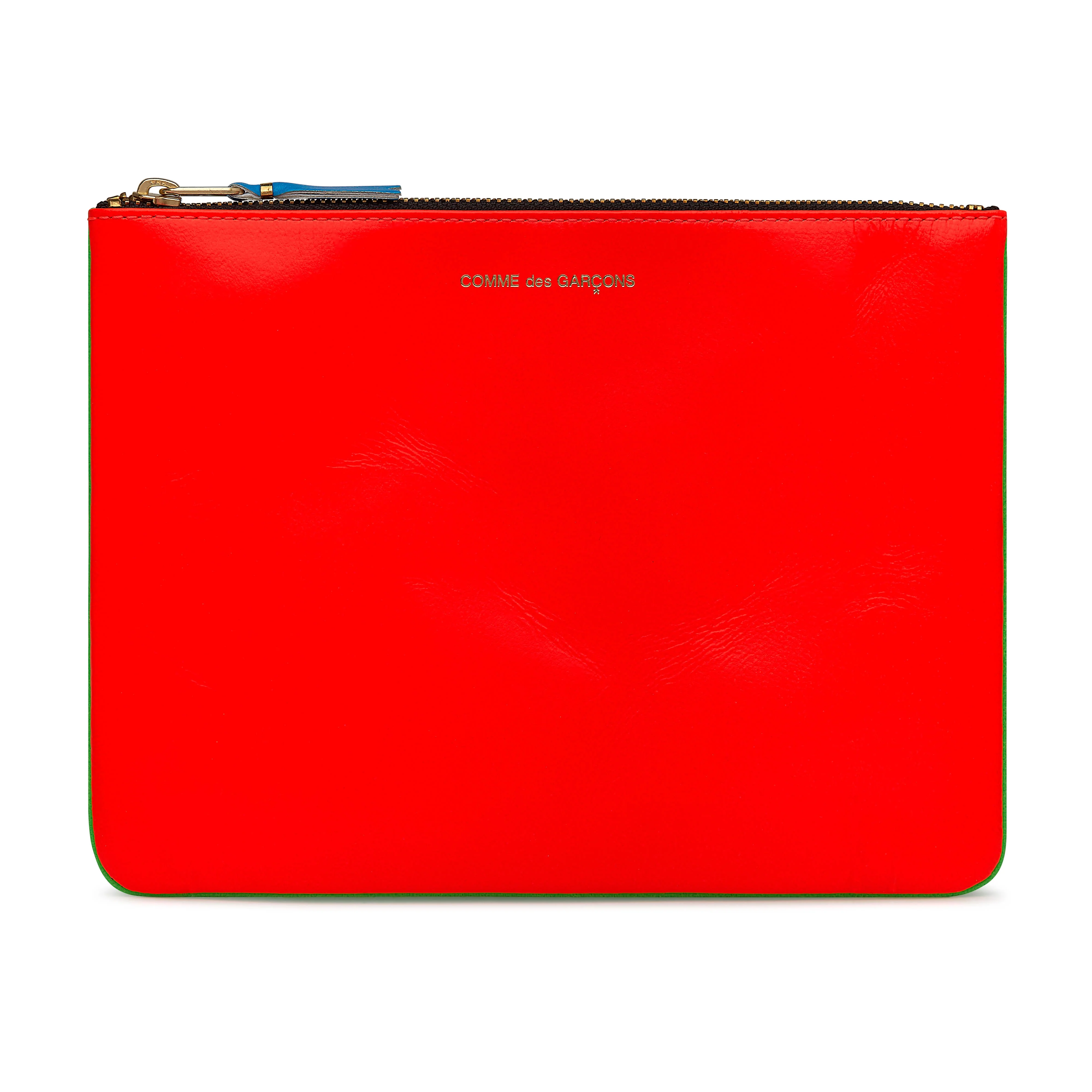 CDG Wallet - Super Fluo Large Zip Pouch - (Green/Orange SA5100SF)