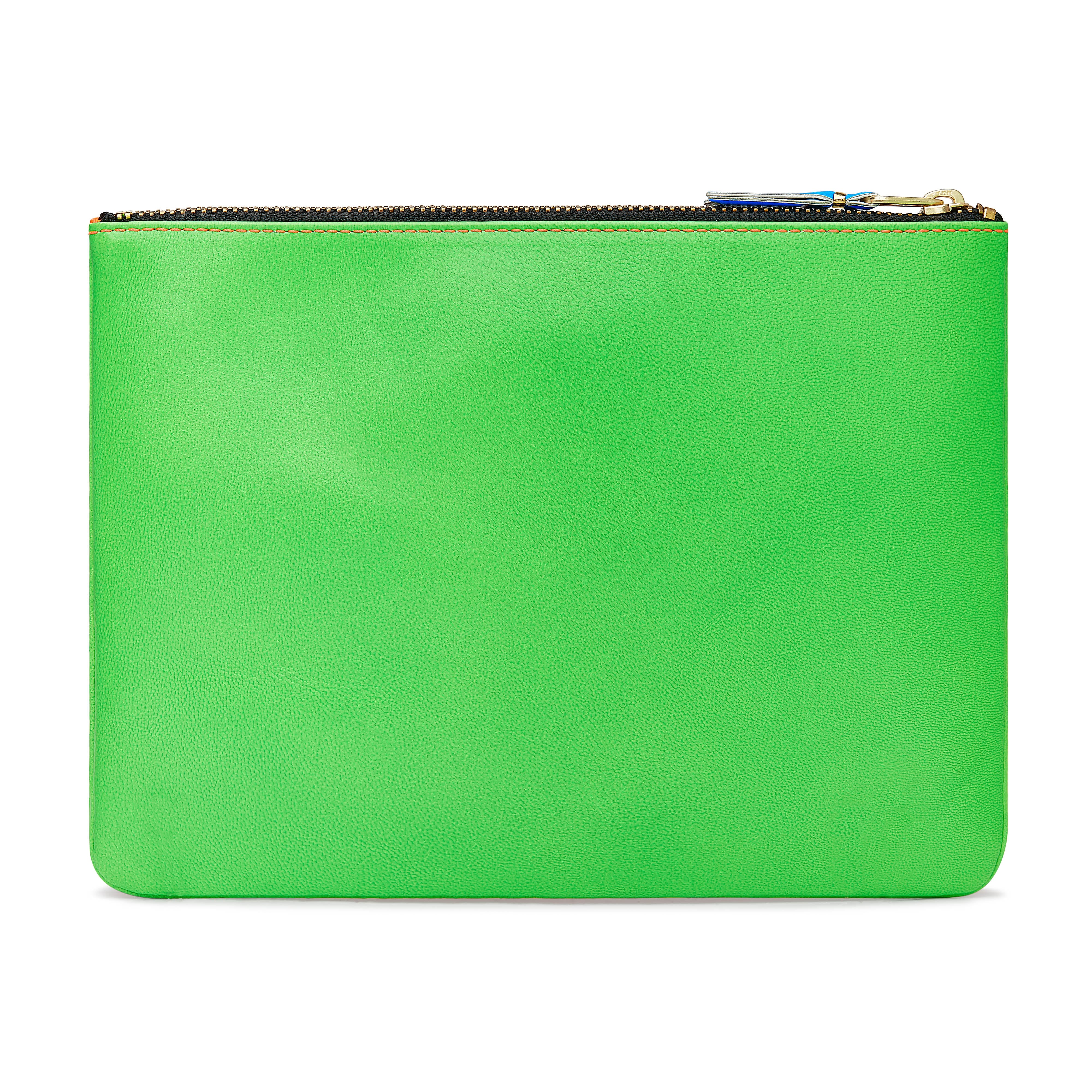 CDG Wallet - Super Fluo Large Zip Pouch - (Green/Orange SA5100SF) - Image 2