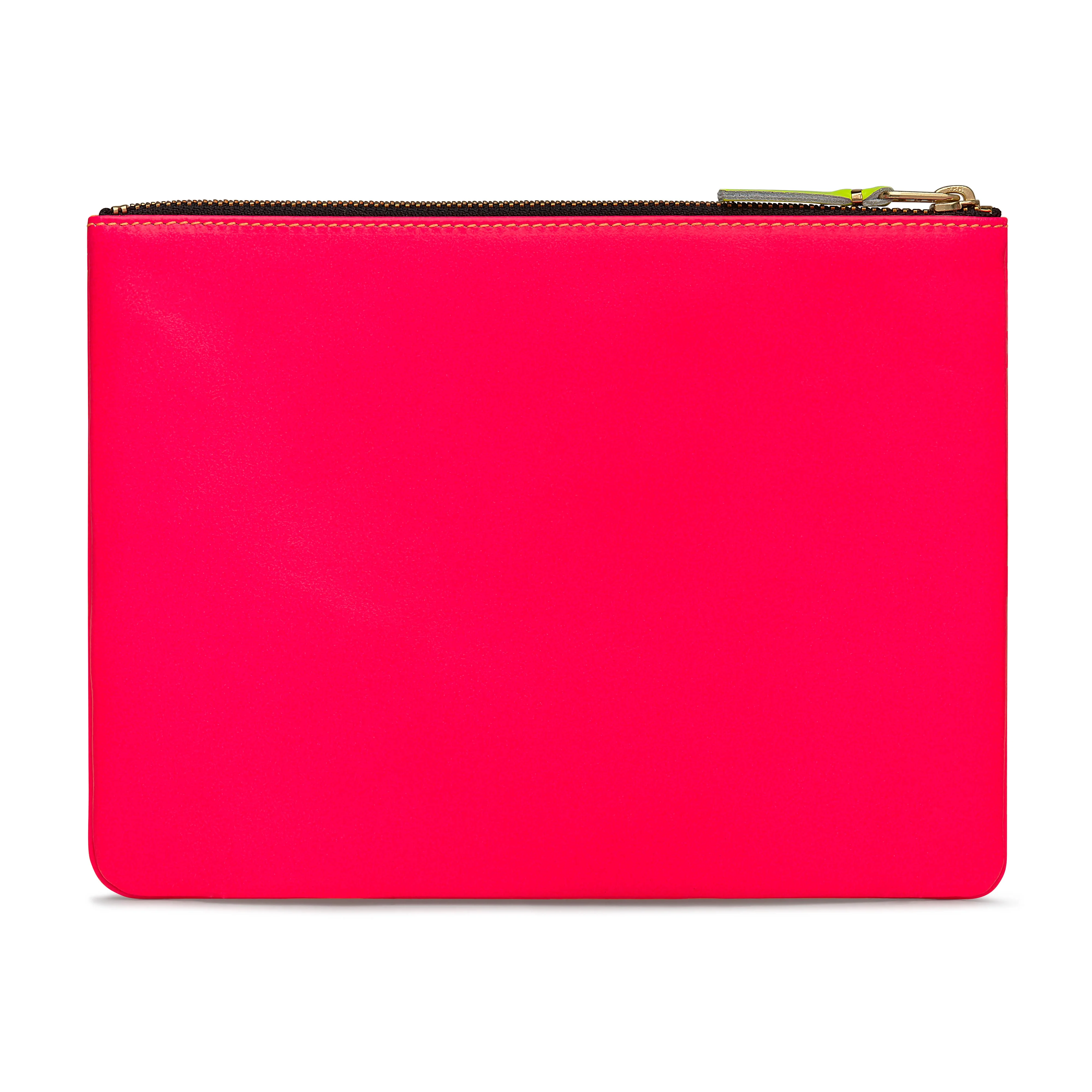 CDG Wallet - Super Fluo Large Zip Pouch - (Light Orange/Pink SA5100SF) - Image 2