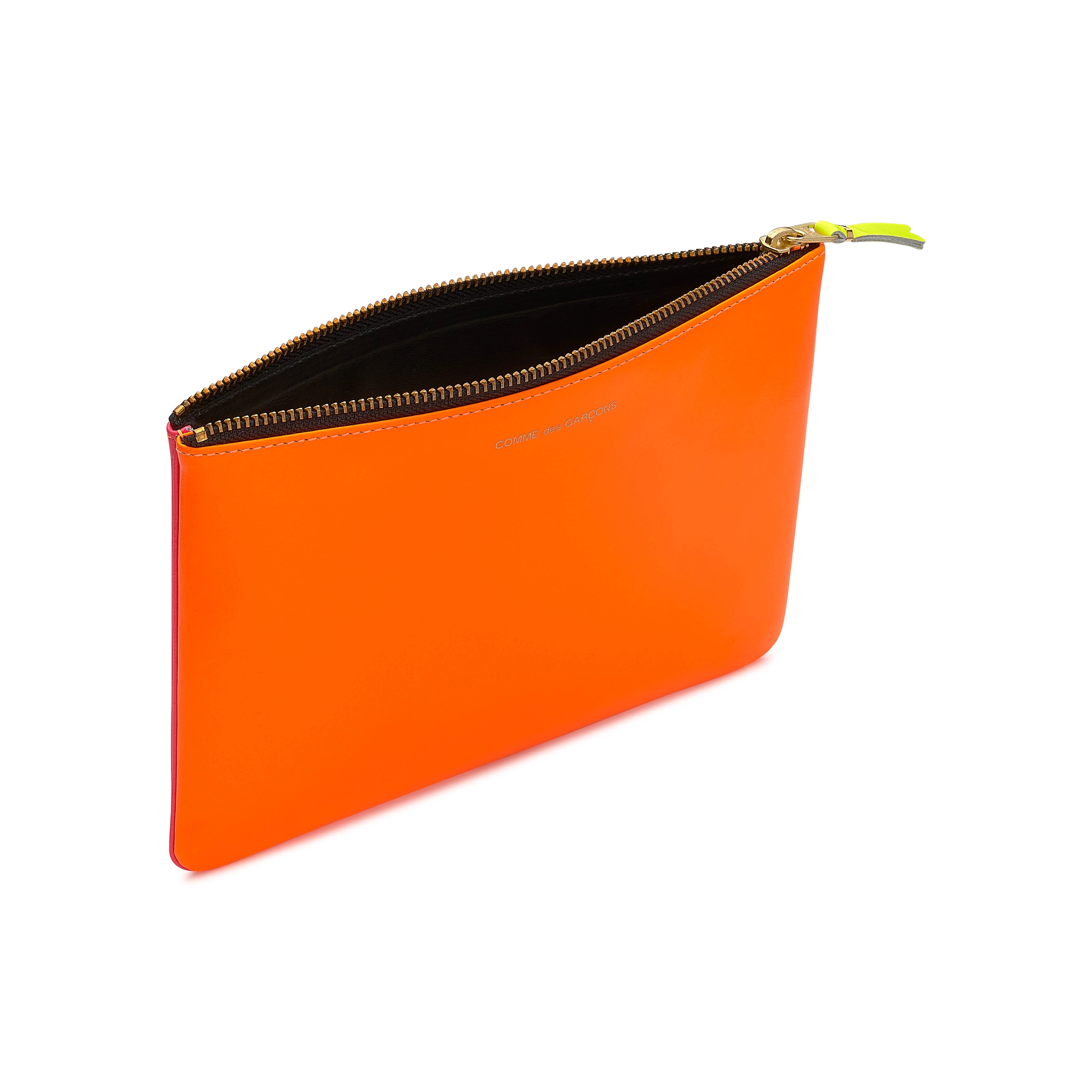 CDG Wallet - Super Fluo Large Zip Pouch - (Light Orange/Pink SA5100SF) - Image 3
