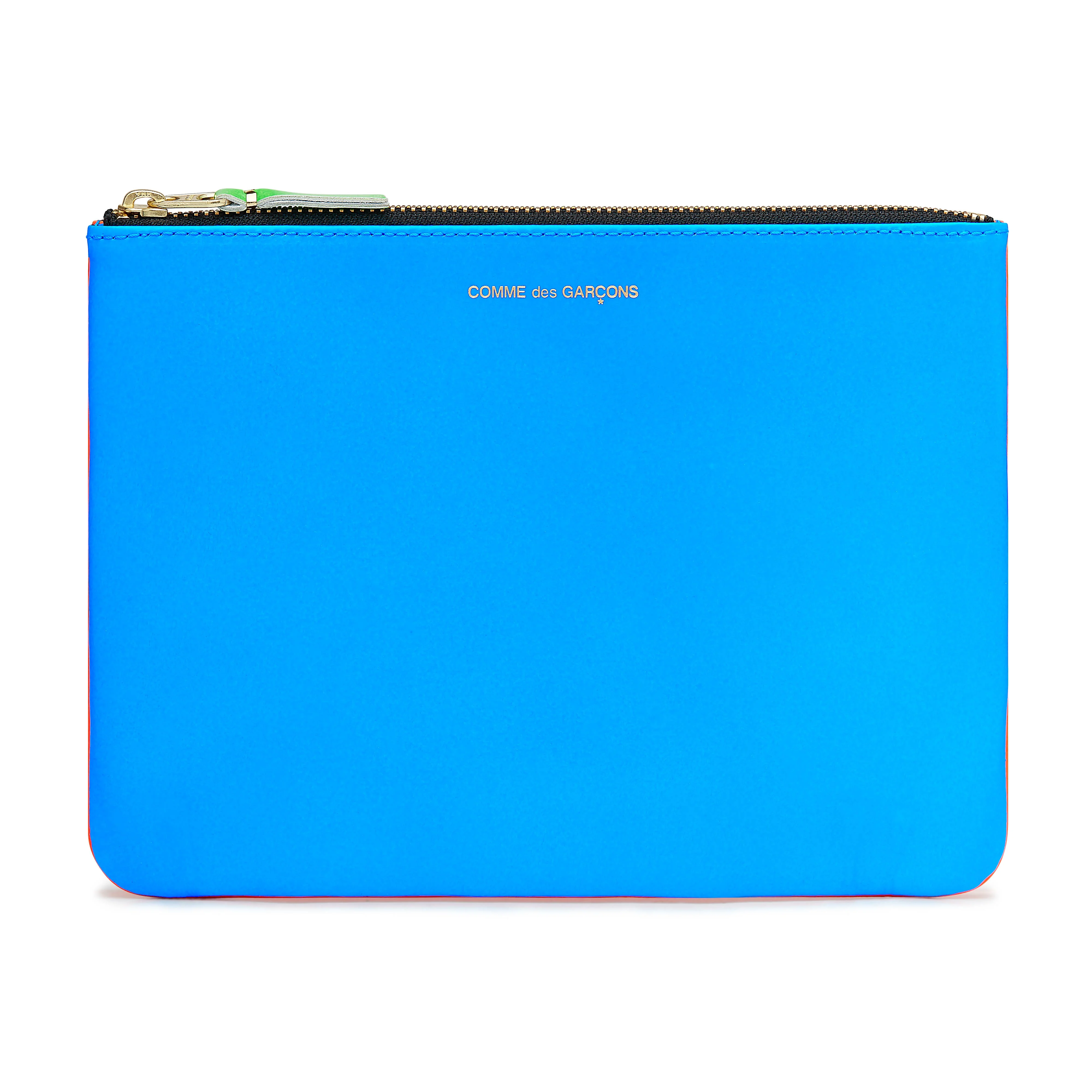 CDG Wallet - Super Fluo Large Zip Pouch - (Orange/Blue SA5100SF)