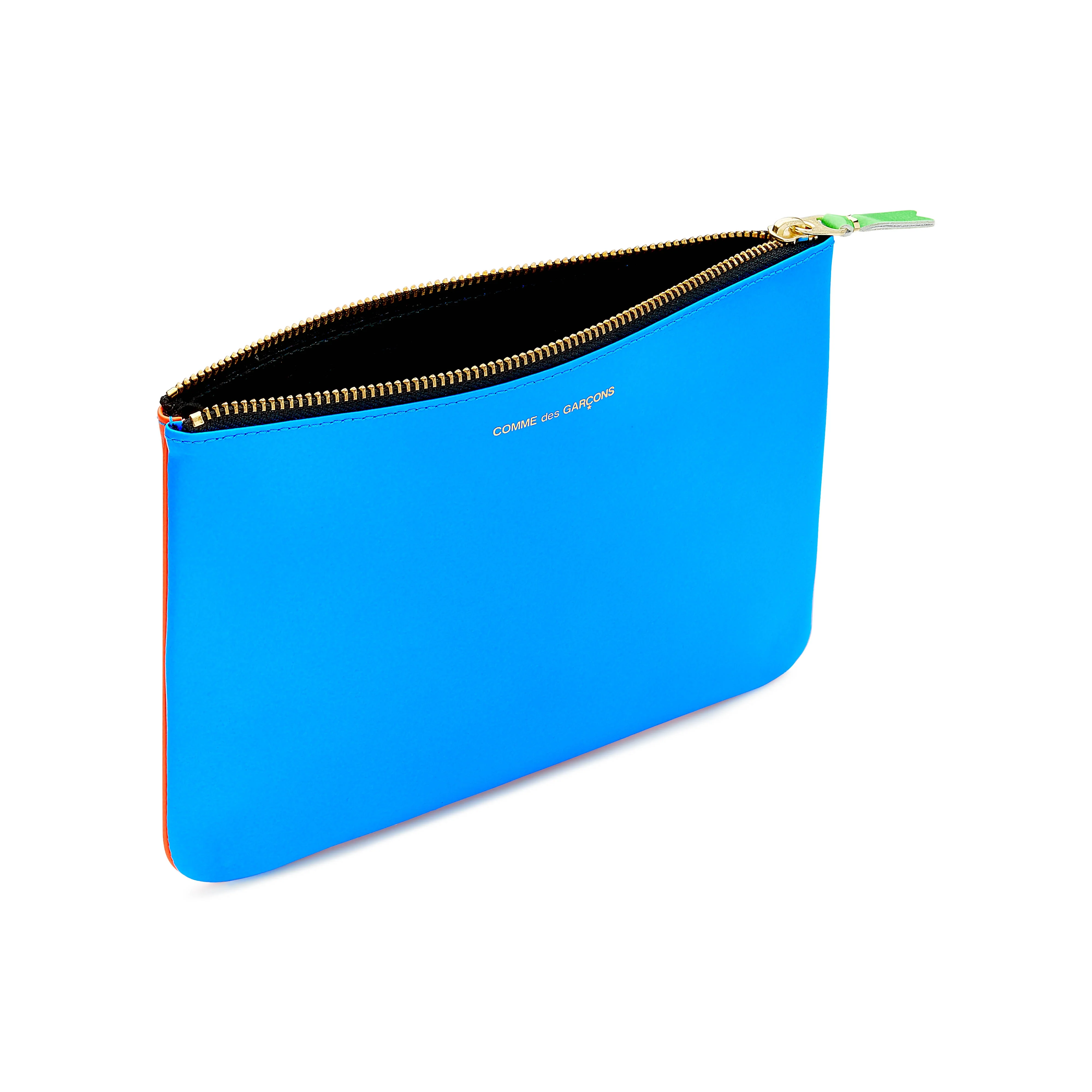 CDG Wallet - Super Fluo Large Zip Pouch - (Orange/Blue SA5100SF) - Image 2