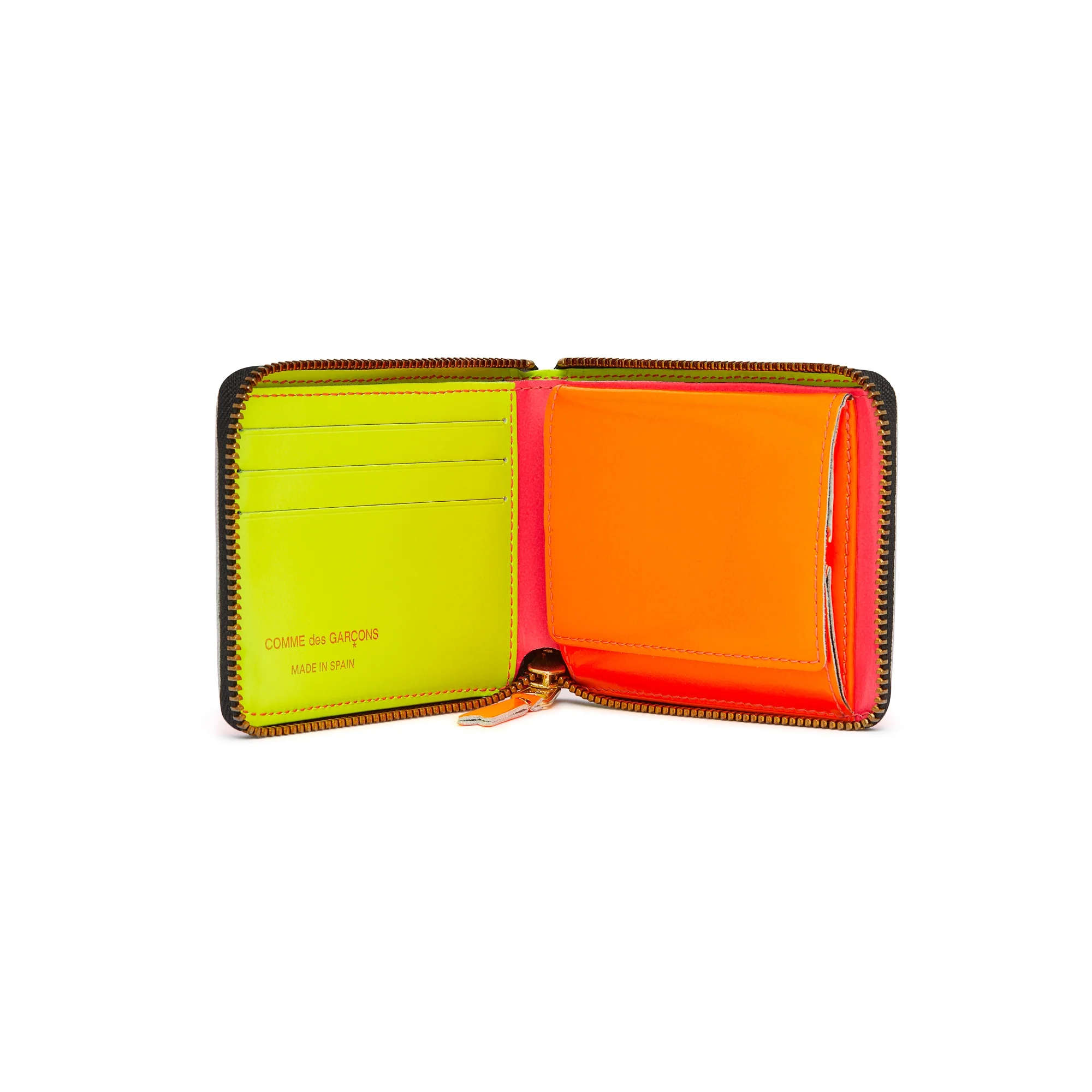 CDG Wallet - Super Fluo Full Zip Around Wallet - (Pink/Yellow SA7100SF) - Image 2