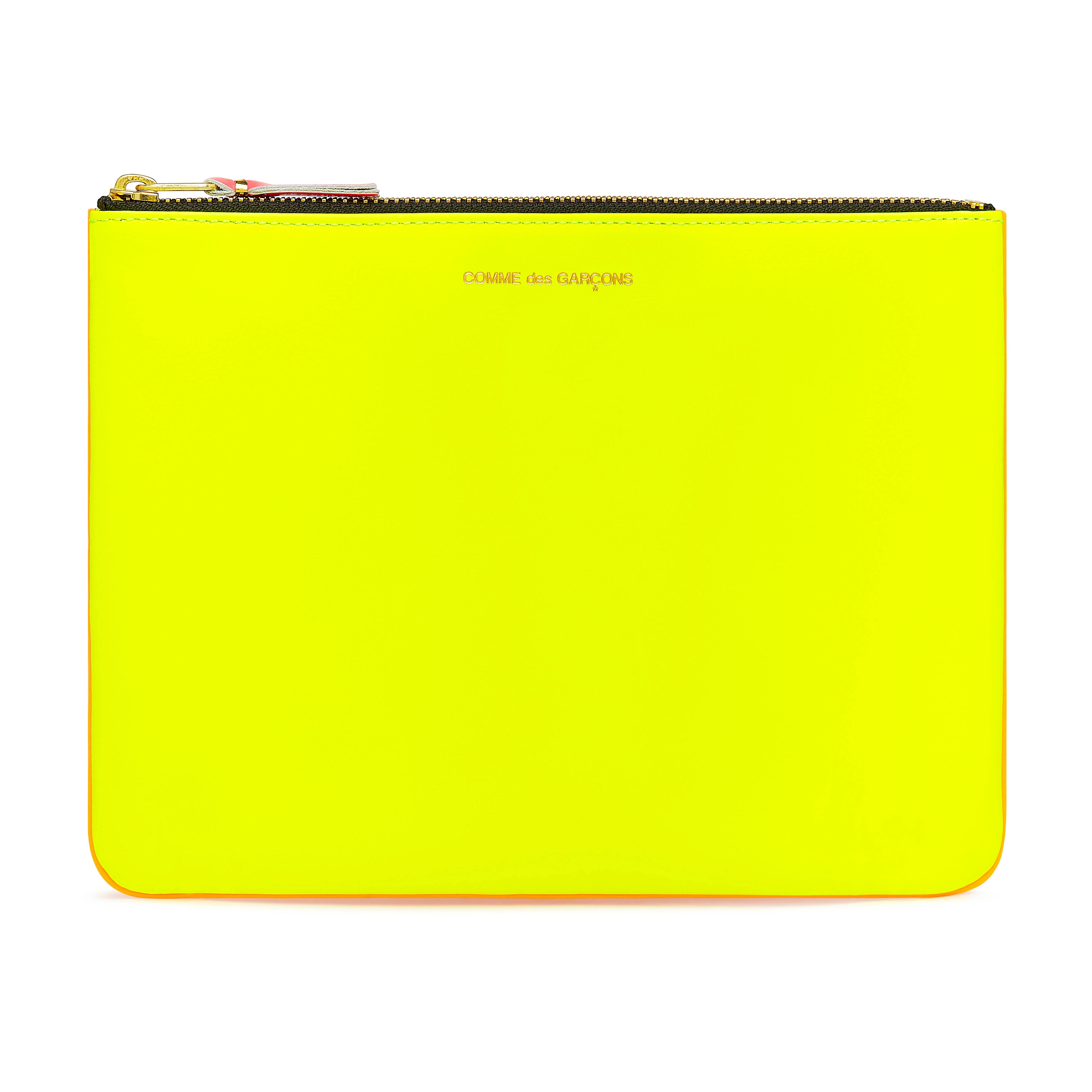 CDG Wallet - Super Fluo Large Zip Pouch - (Yellow/Orange SA5100SF)