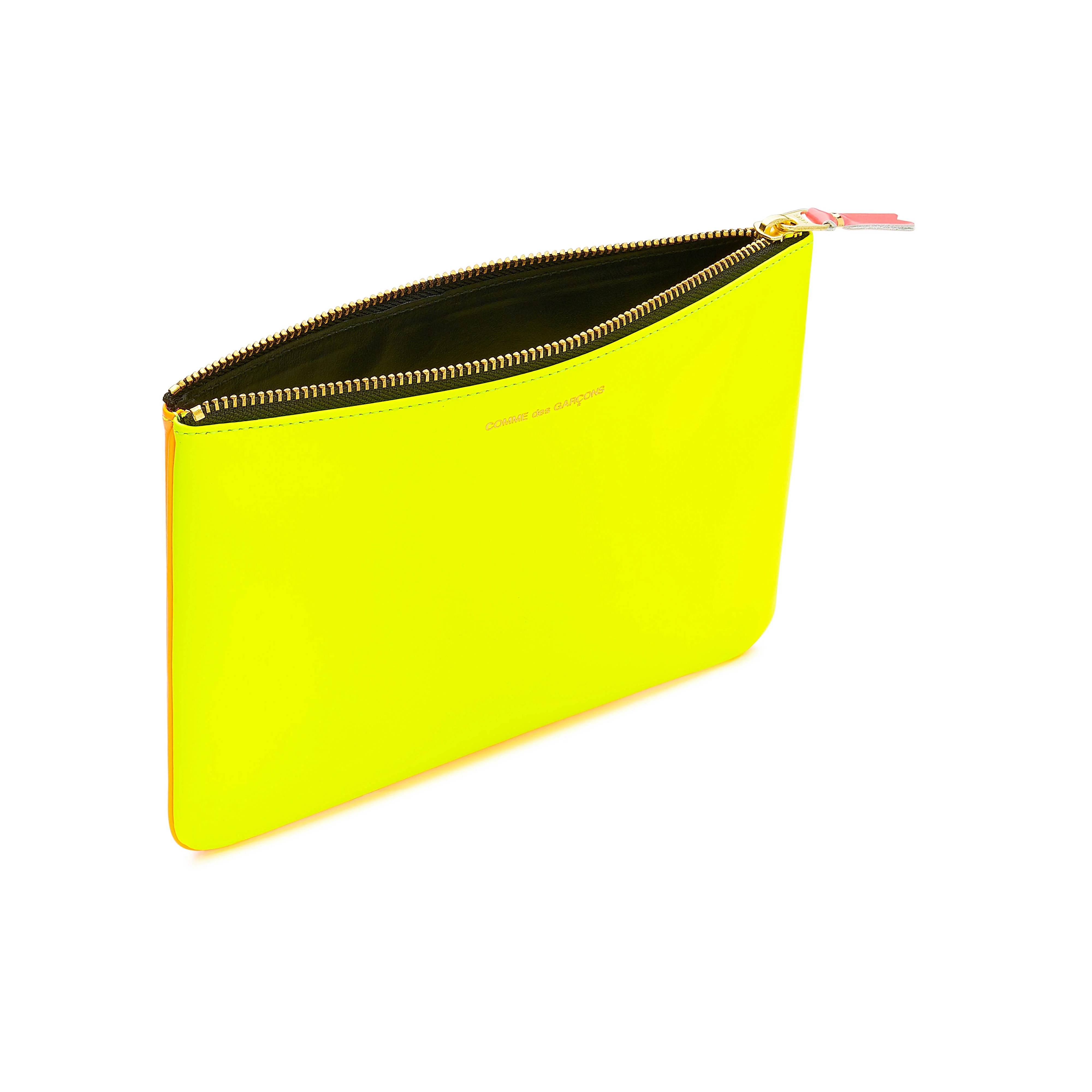 CDG Wallet - Super Fluo Large Zip Pouch - (Yellow/Orange SA5100SF) - Image 2