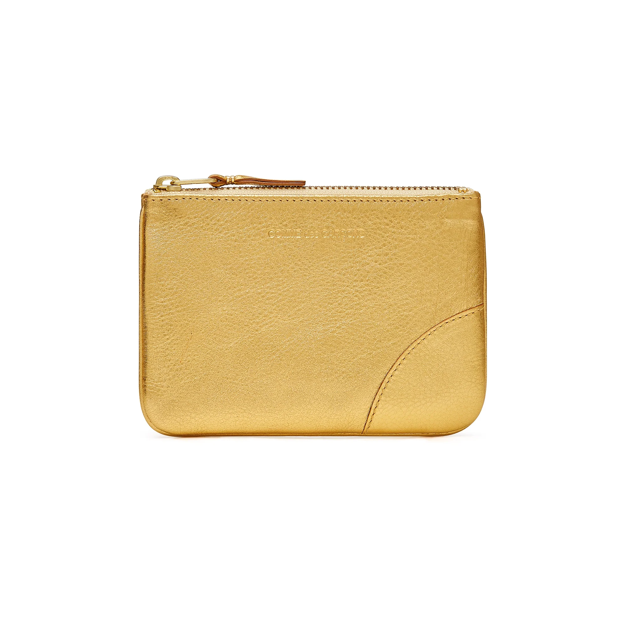 CDG Wallet - Leather Zip Pouch - (Gold SA8100G)