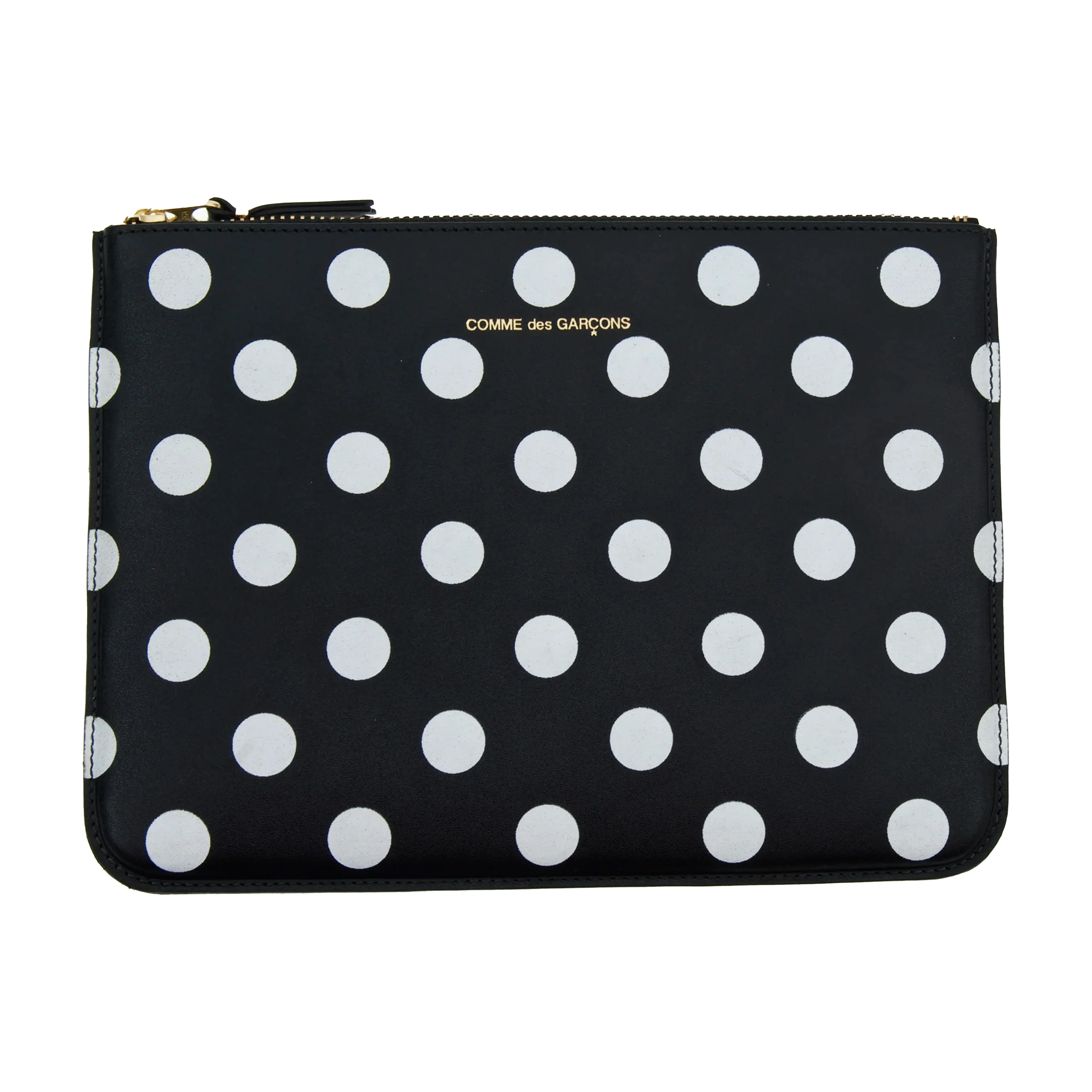 CDG Wallet - Polka Dot Printed Zip Pouch - (Black SA5100PD)
