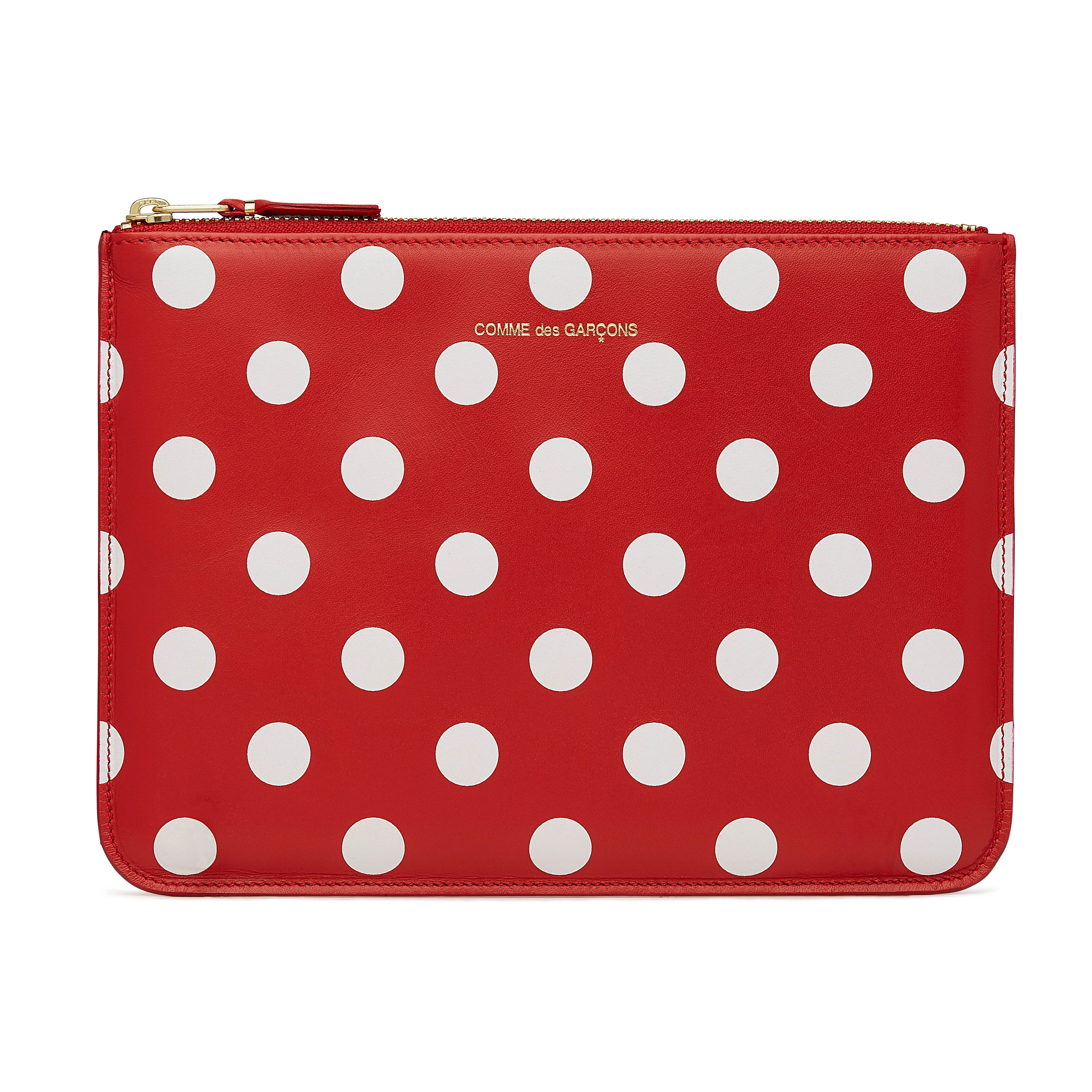 CDG Wallet - Polka Dot Printed Zip Pouch - (Red SA5100PD)