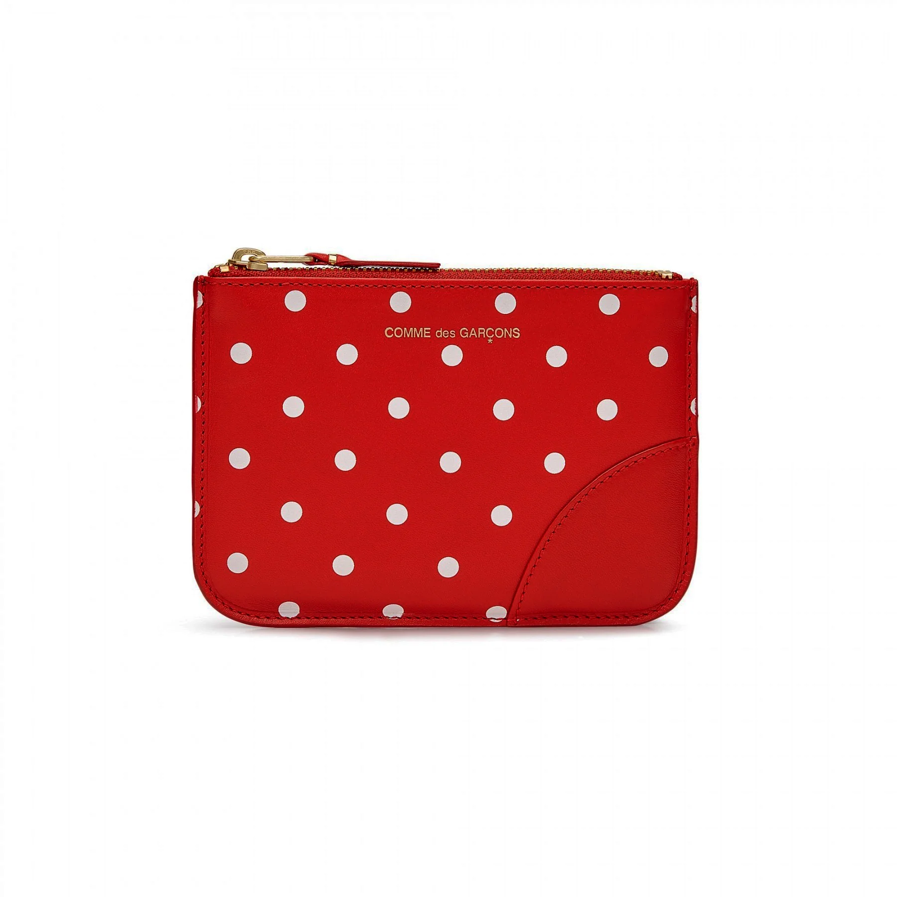 CDG Wallet - Polka Dot Printed Zip Pouch - (Red SA8100PD)