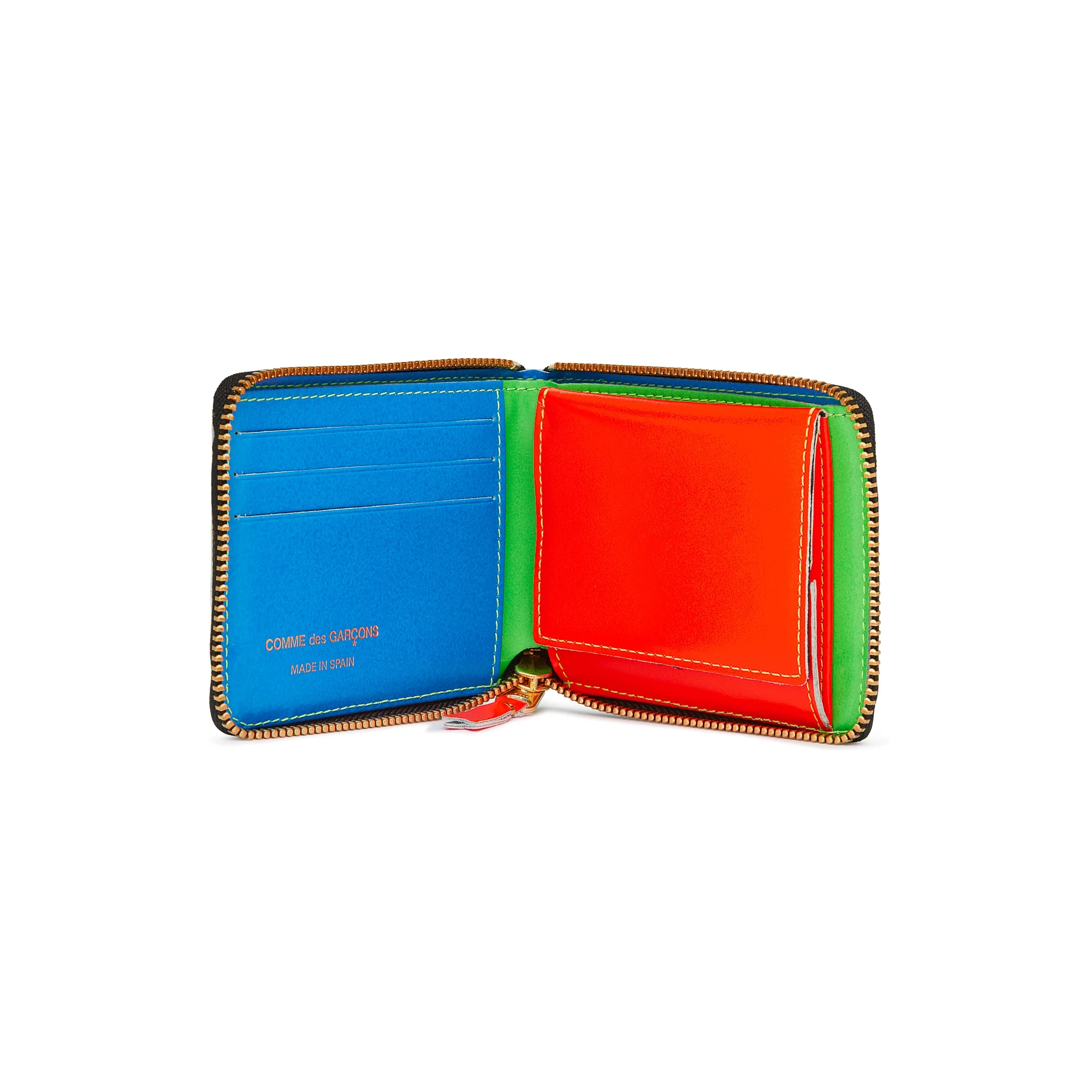 CDG Wallet - Super Fluo Full Zip Around Wallet - (Green SA7100SF) - Image 2