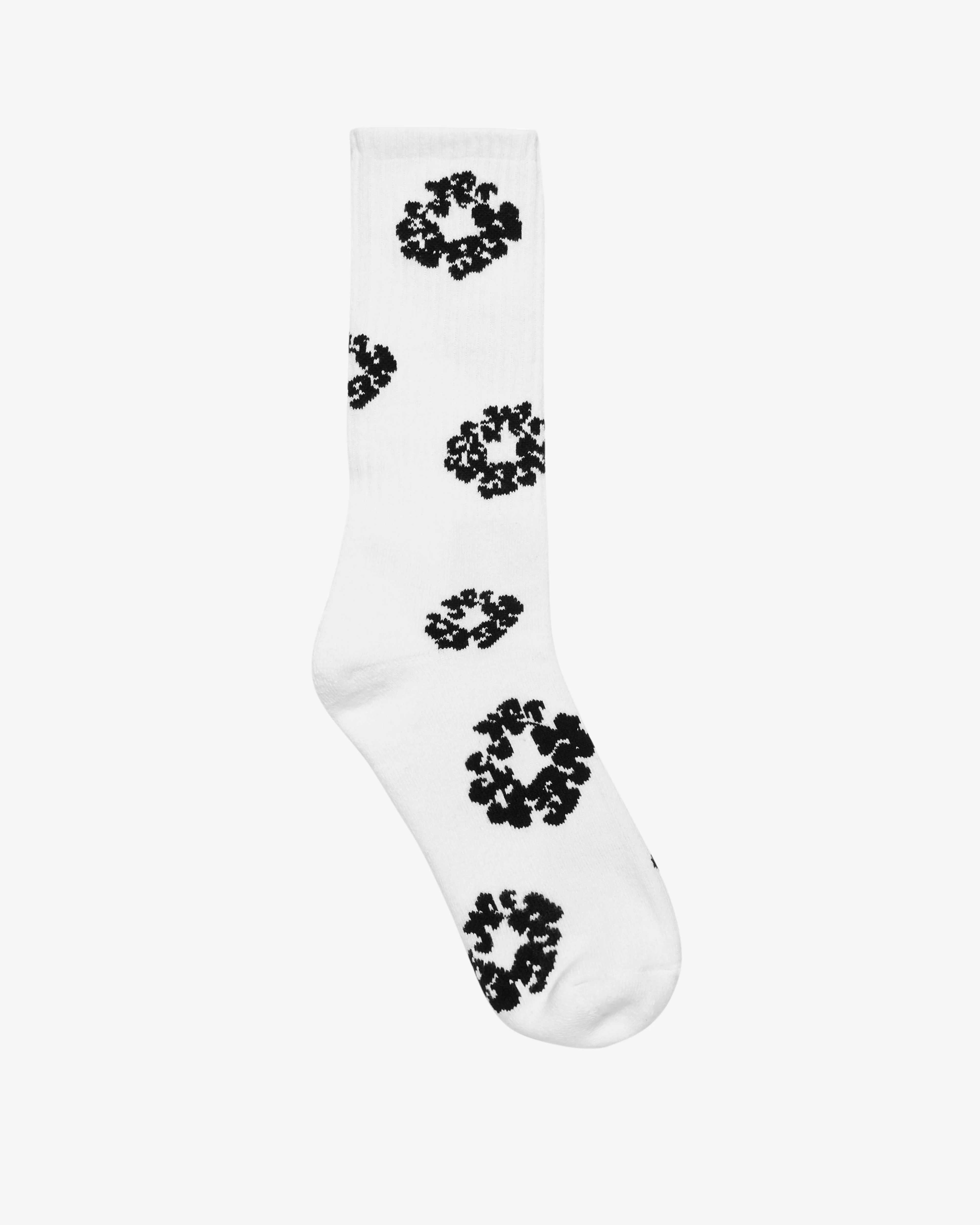 Denim Tears - Men's Cotton Wreath Socks - (White) - Image 2