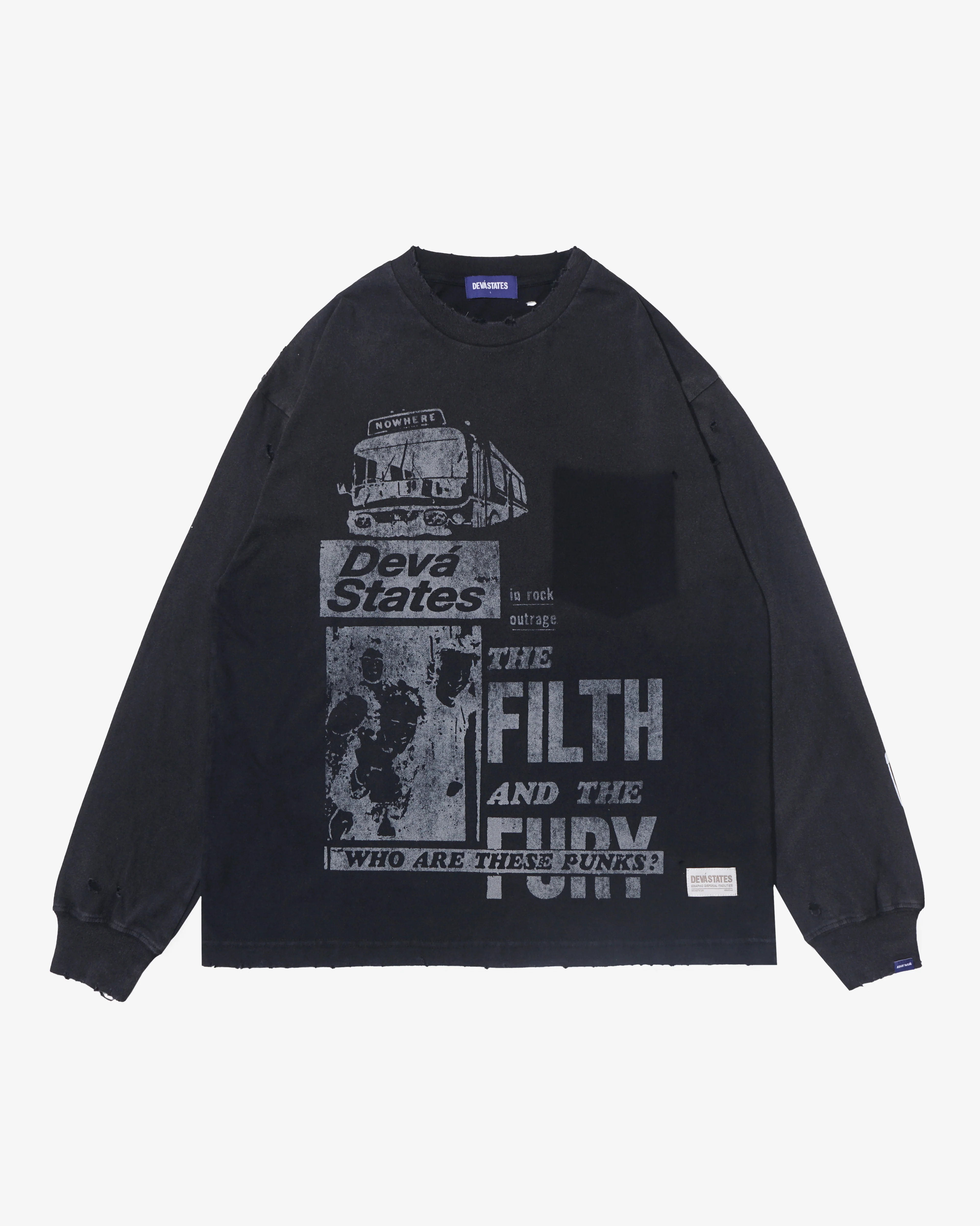 Deva States - Men's Filth Long Sleeve T-Shirt - (Washed/Black)