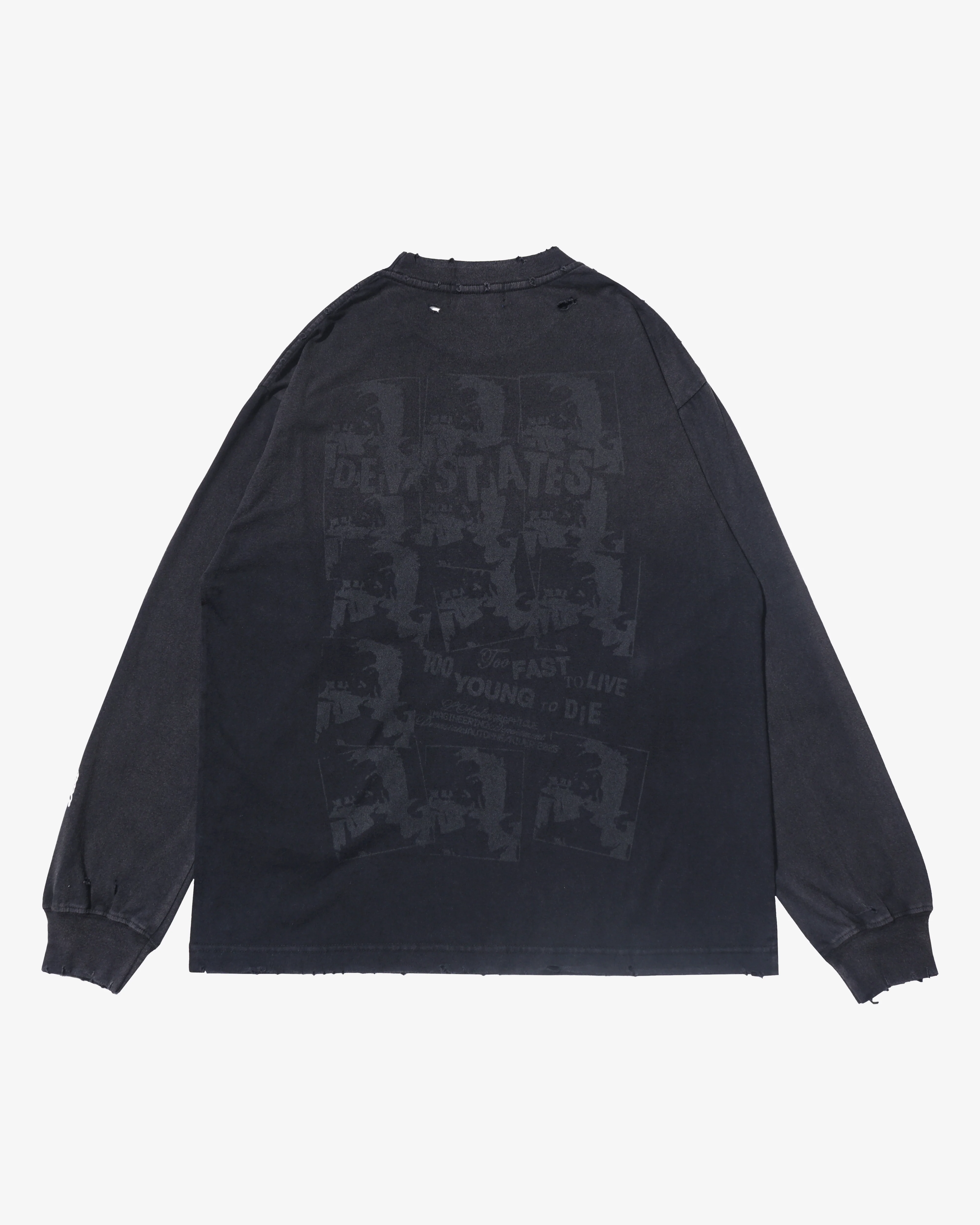 Deva States - Men's Filth Long Sleeve T-Shirt - (Washed/Black) - Image 2