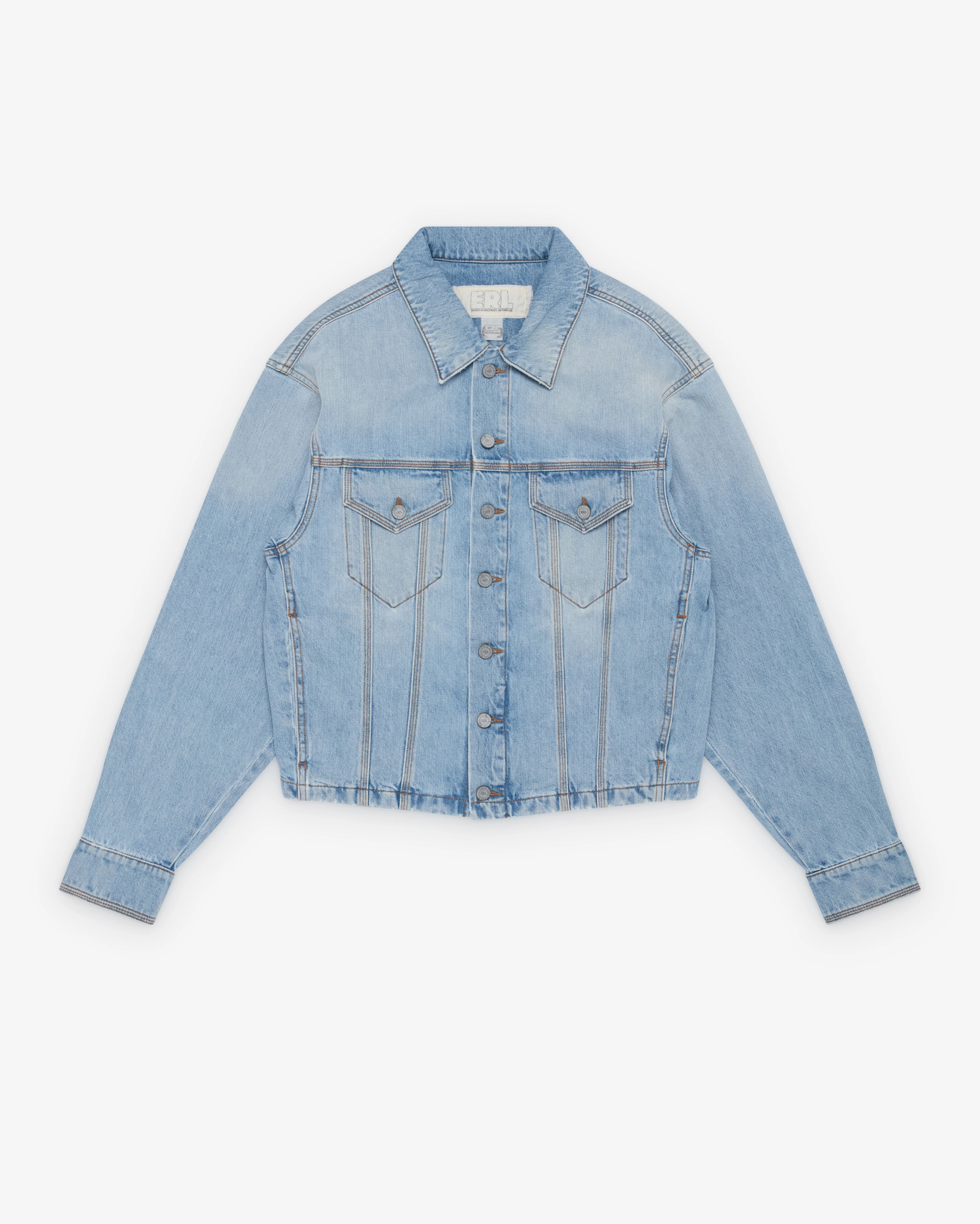 Erl - Men's Blue Denim Jacket Woven - (Blue)