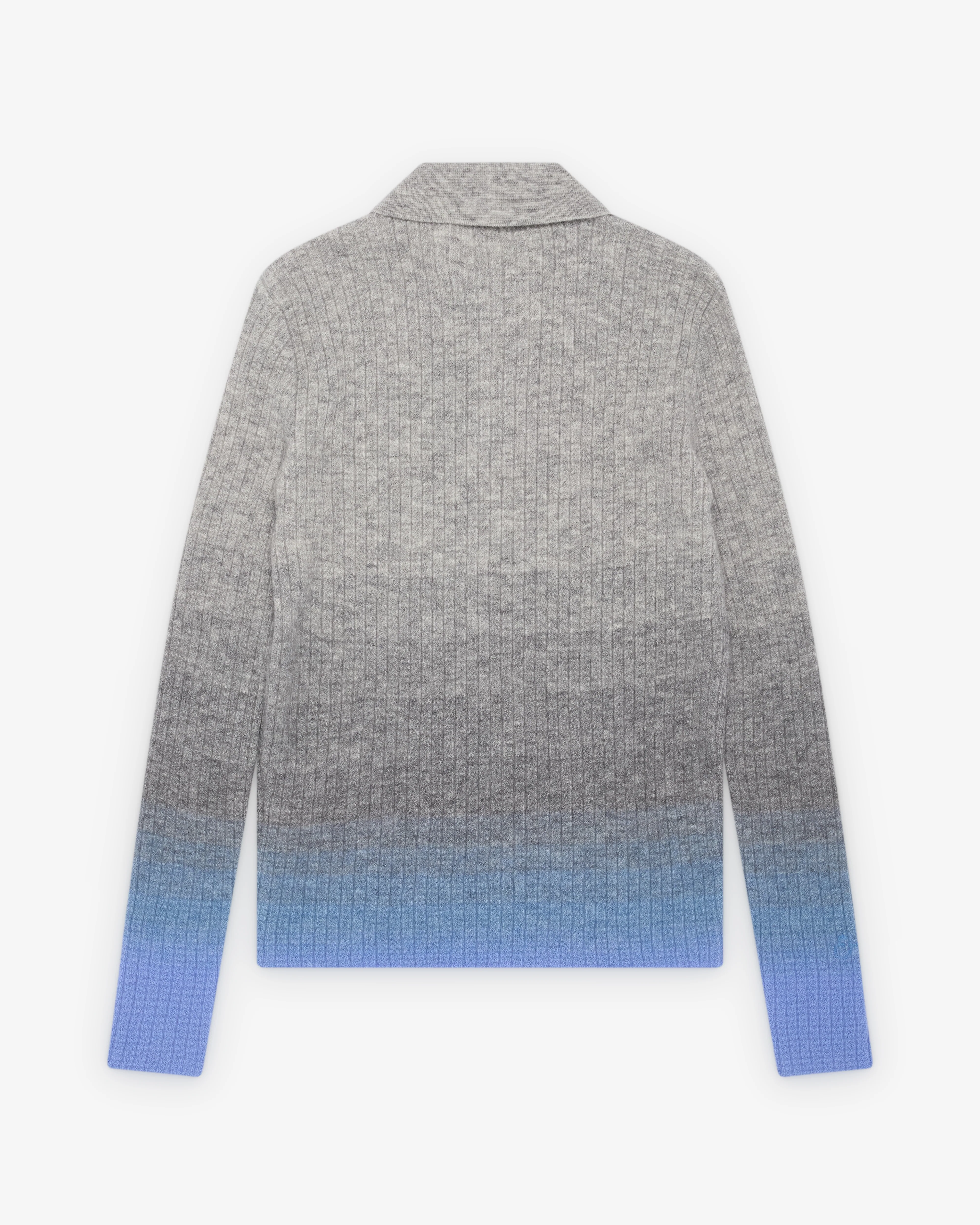 ERL - Men's Thin Gradient Polo Knit - (Grey/Blue) - Image 2