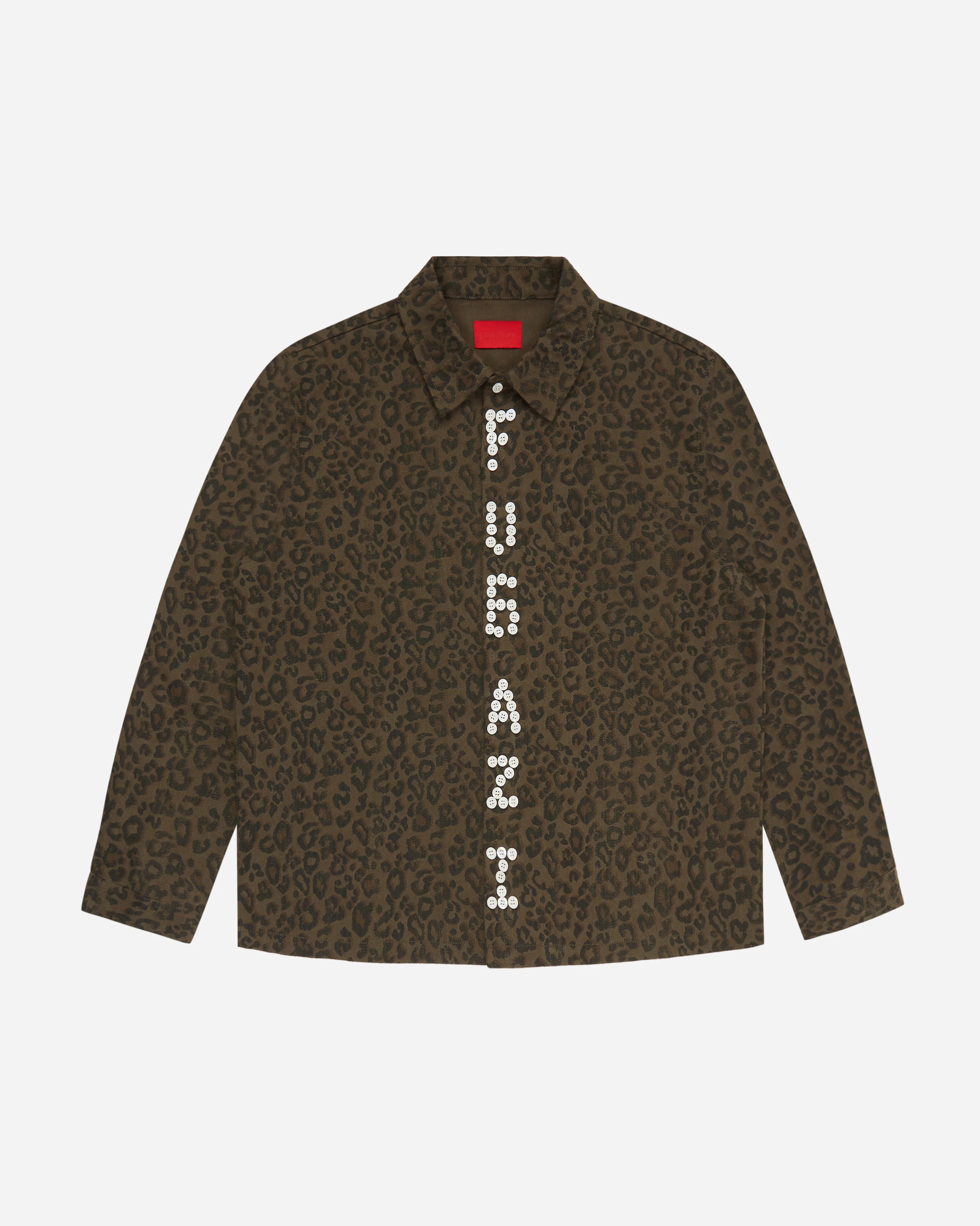 Fugazi - Men's Textured Letter Button Up - (Leopard)