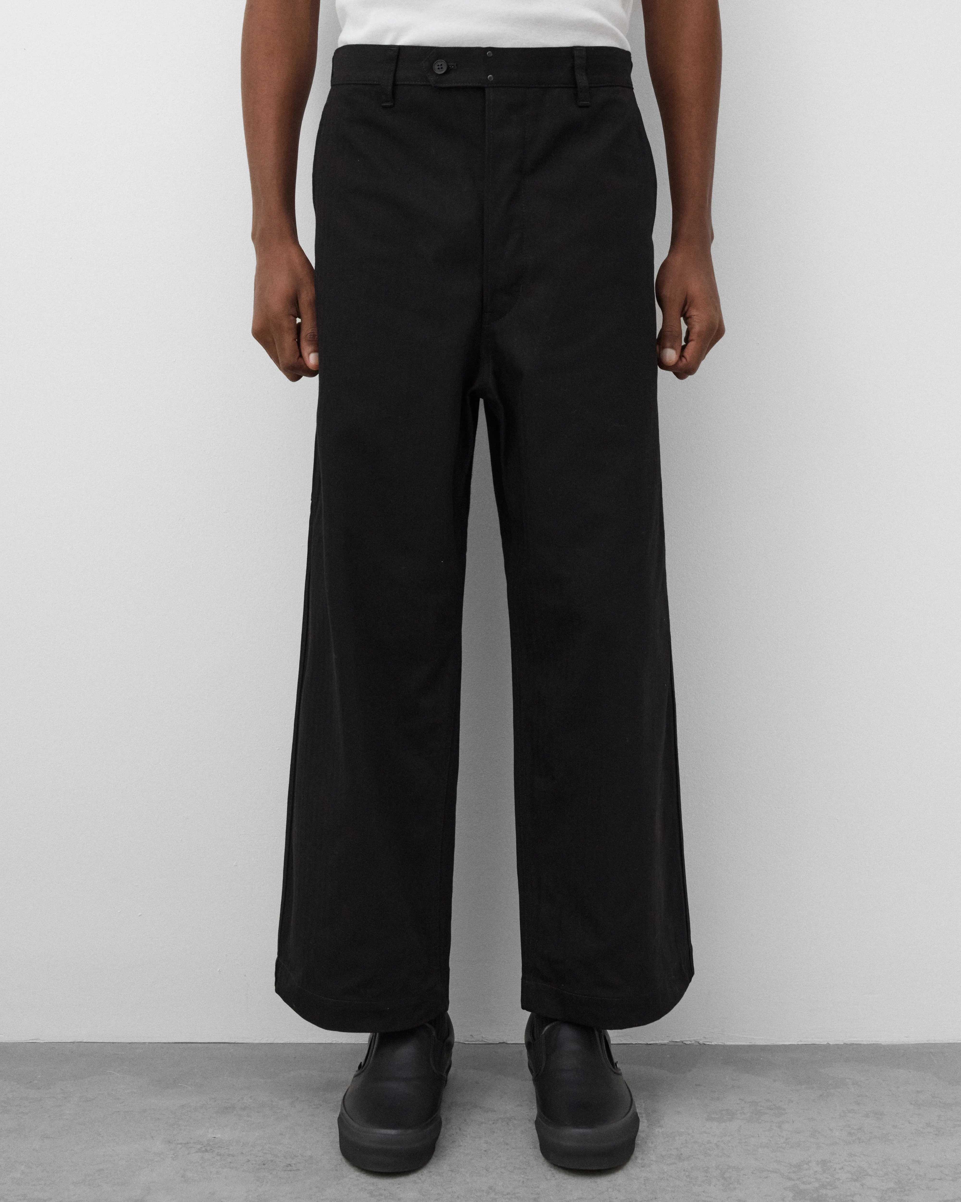 CDG Homme - Men's Herringbone Work Trousers - (Black) - Image 3