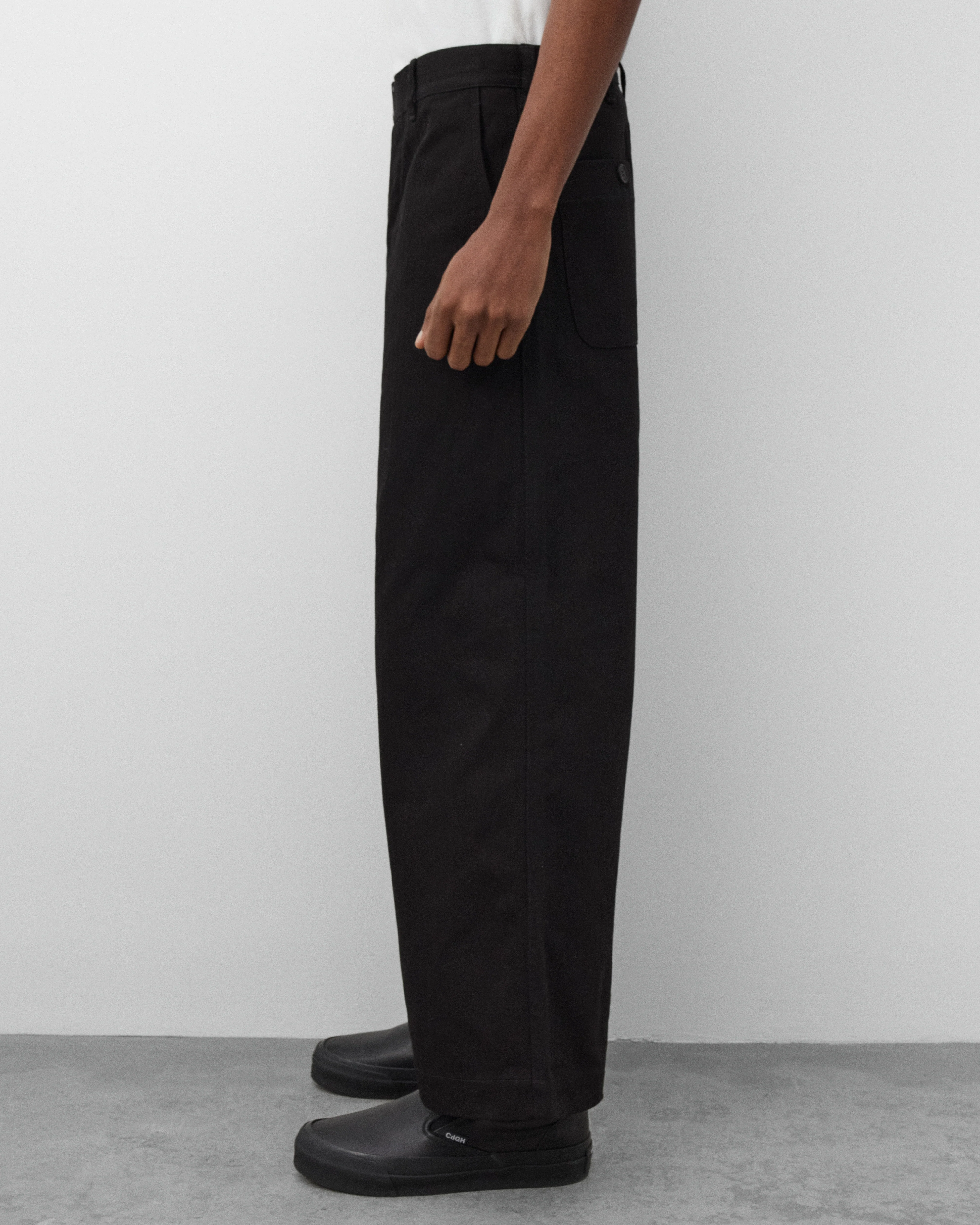 CDG Homme - Men's Herringbone Work Trousers - (Black) - Image 4