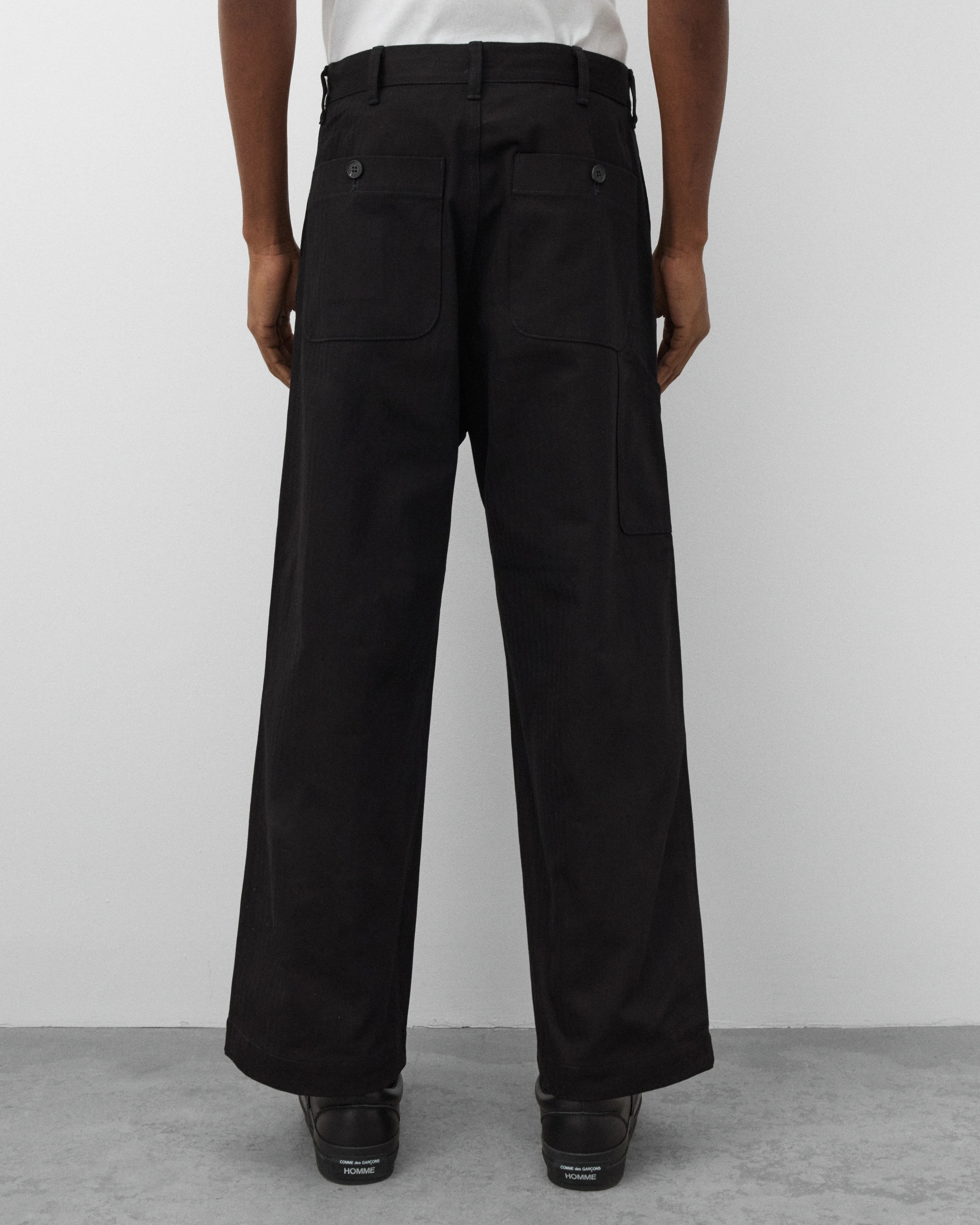 CDG Homme - Men's Herringbone Work Trousers - (Black) - Image 5