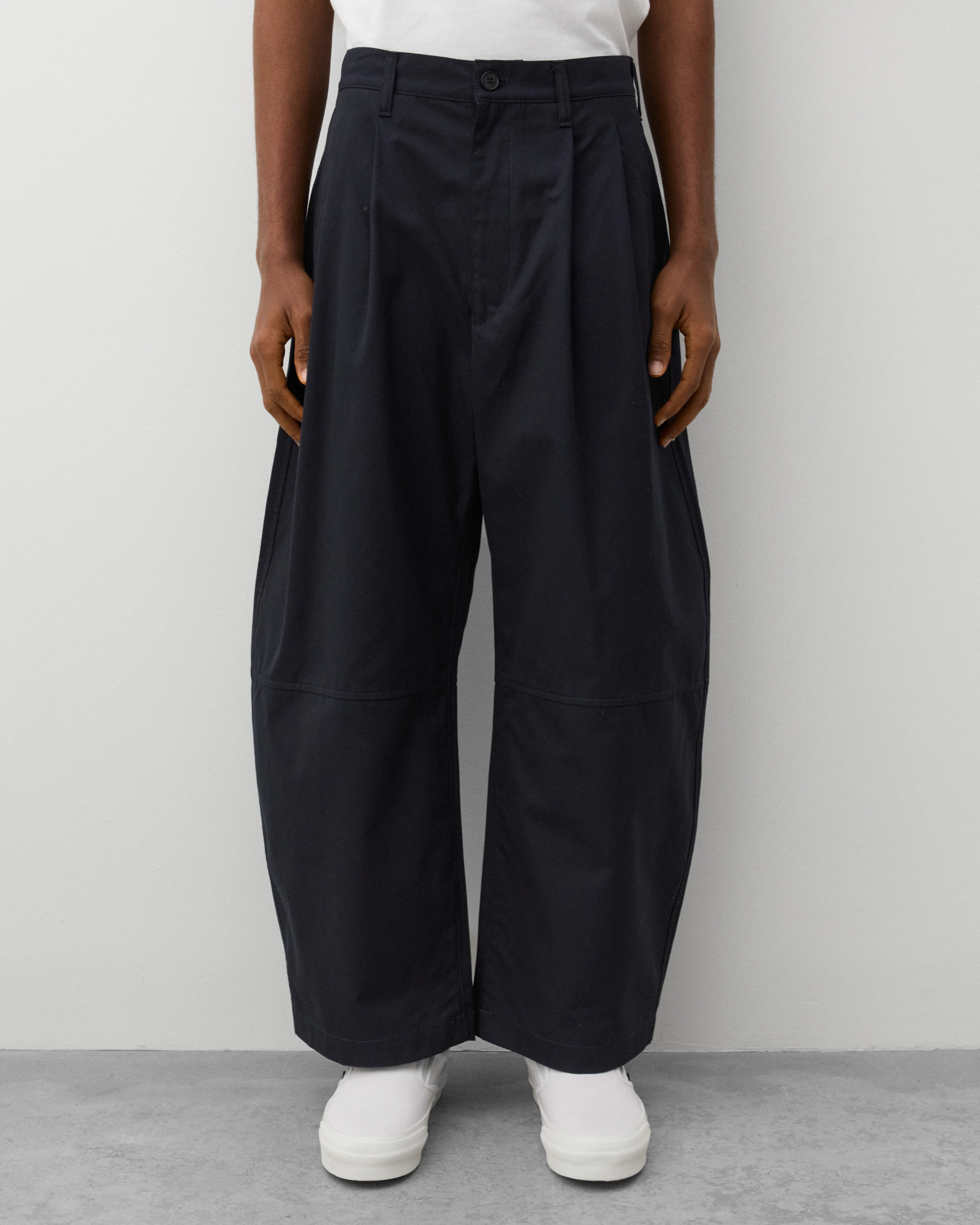 CDG Homme - Men's Pleated Barrel Leg Trousers - (Navy) - Image 3