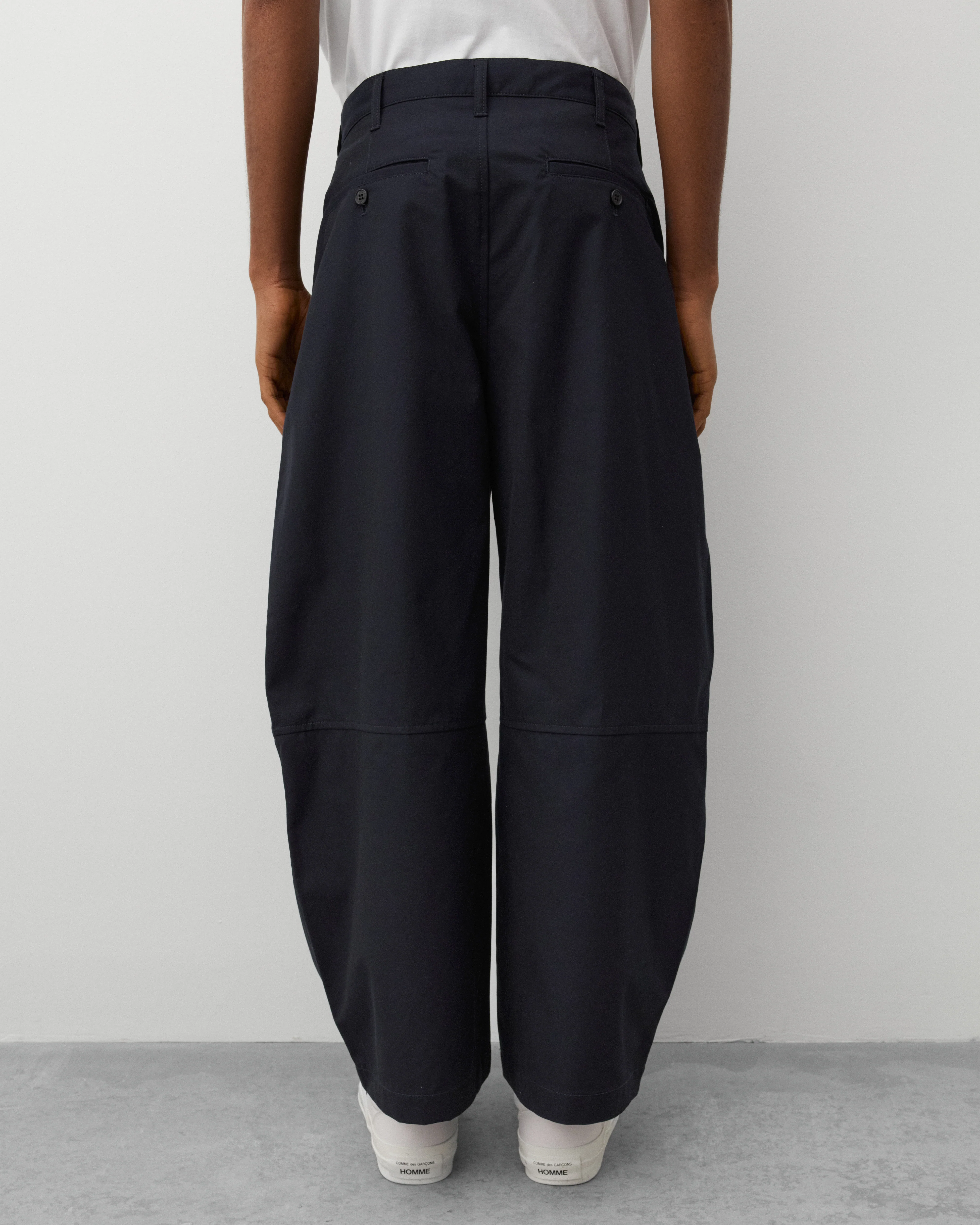 CDG Homme - Men's Pleated Barrel Leg Trousers - (Navy) - Image 5