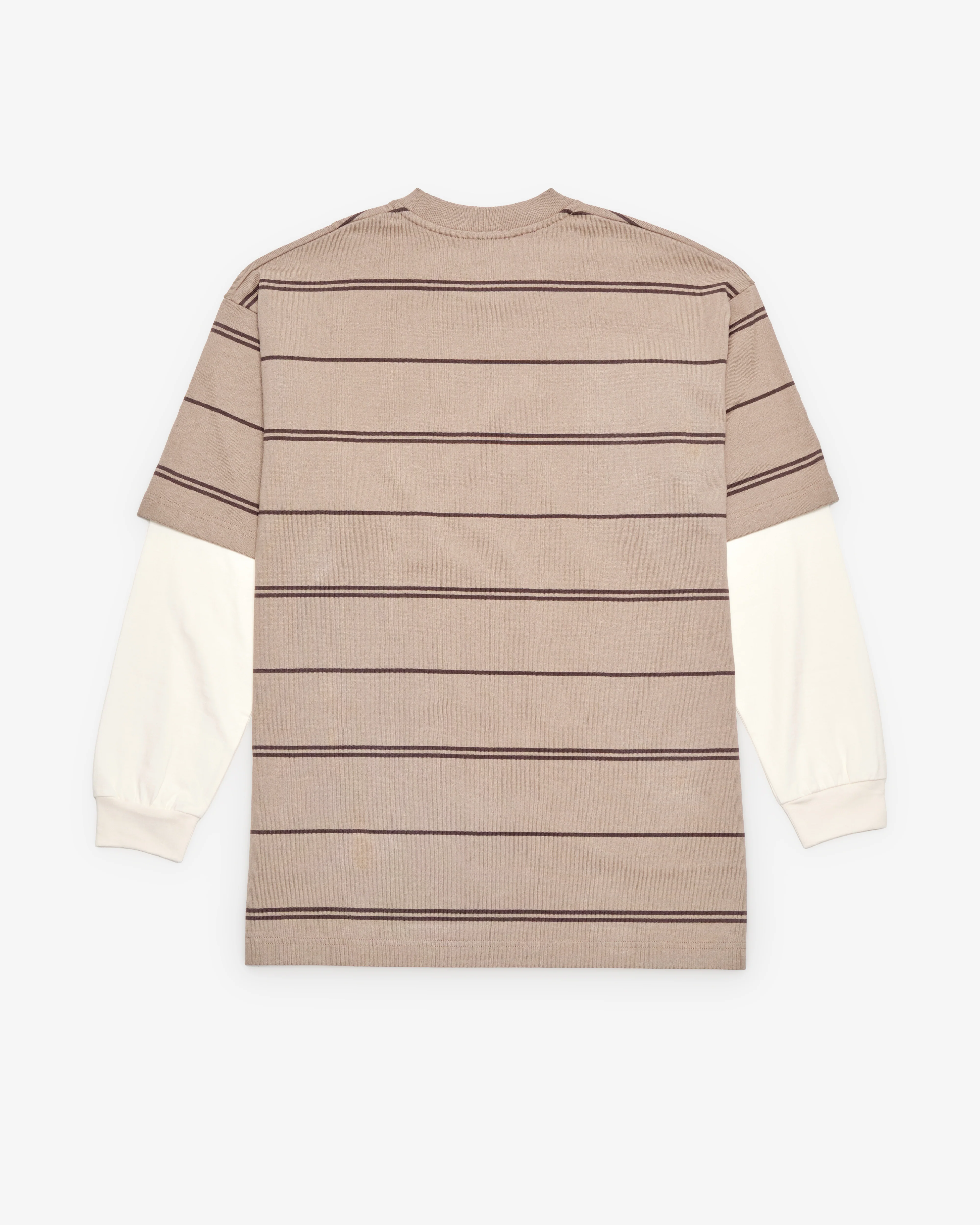 CDG Homme - Men's Layered Stripe T-Shirt - (Beige/Dark Brown) - Image 2