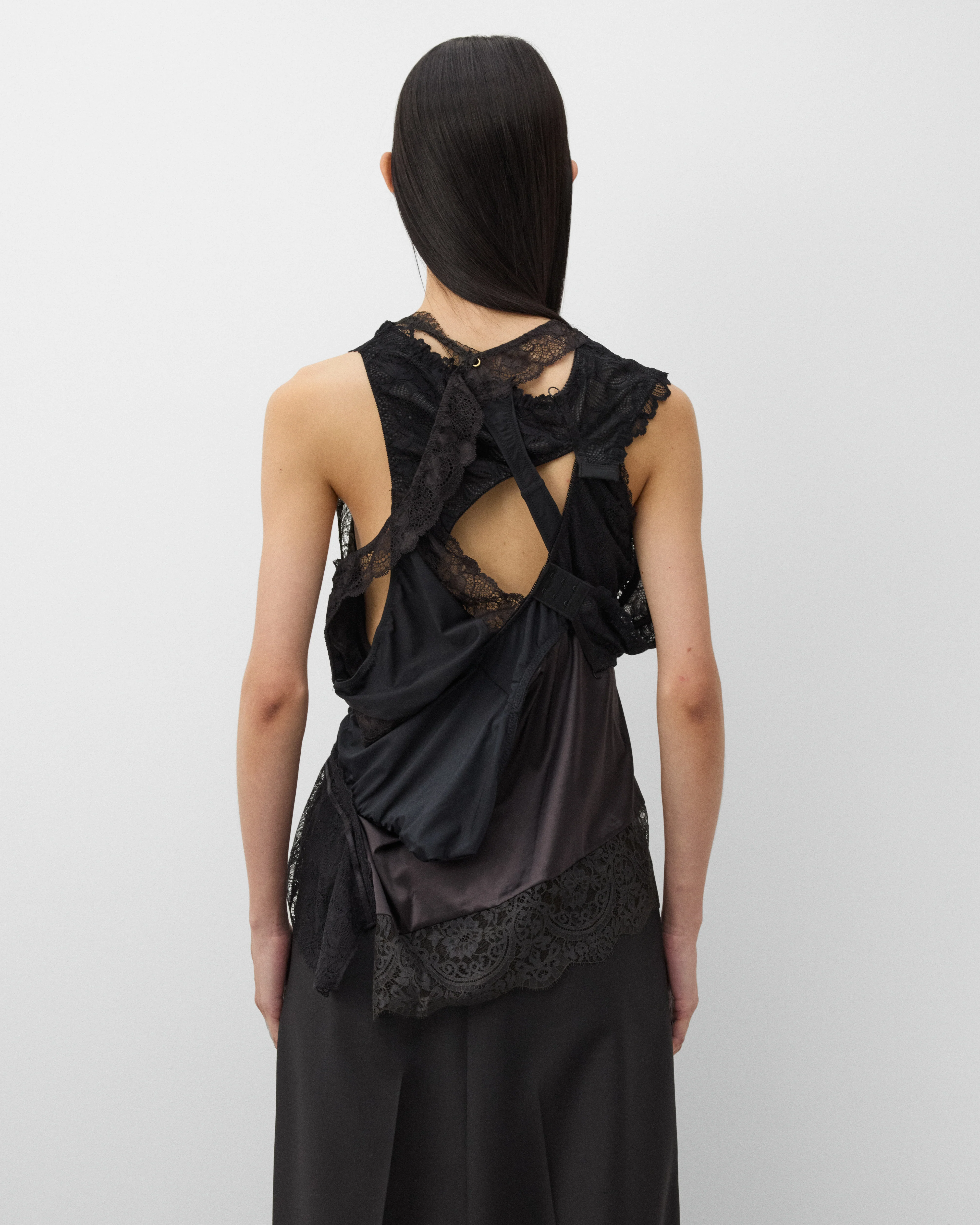 Junya Watanabe - Women's Satin and Lace Blouse - (Black) - Image 5