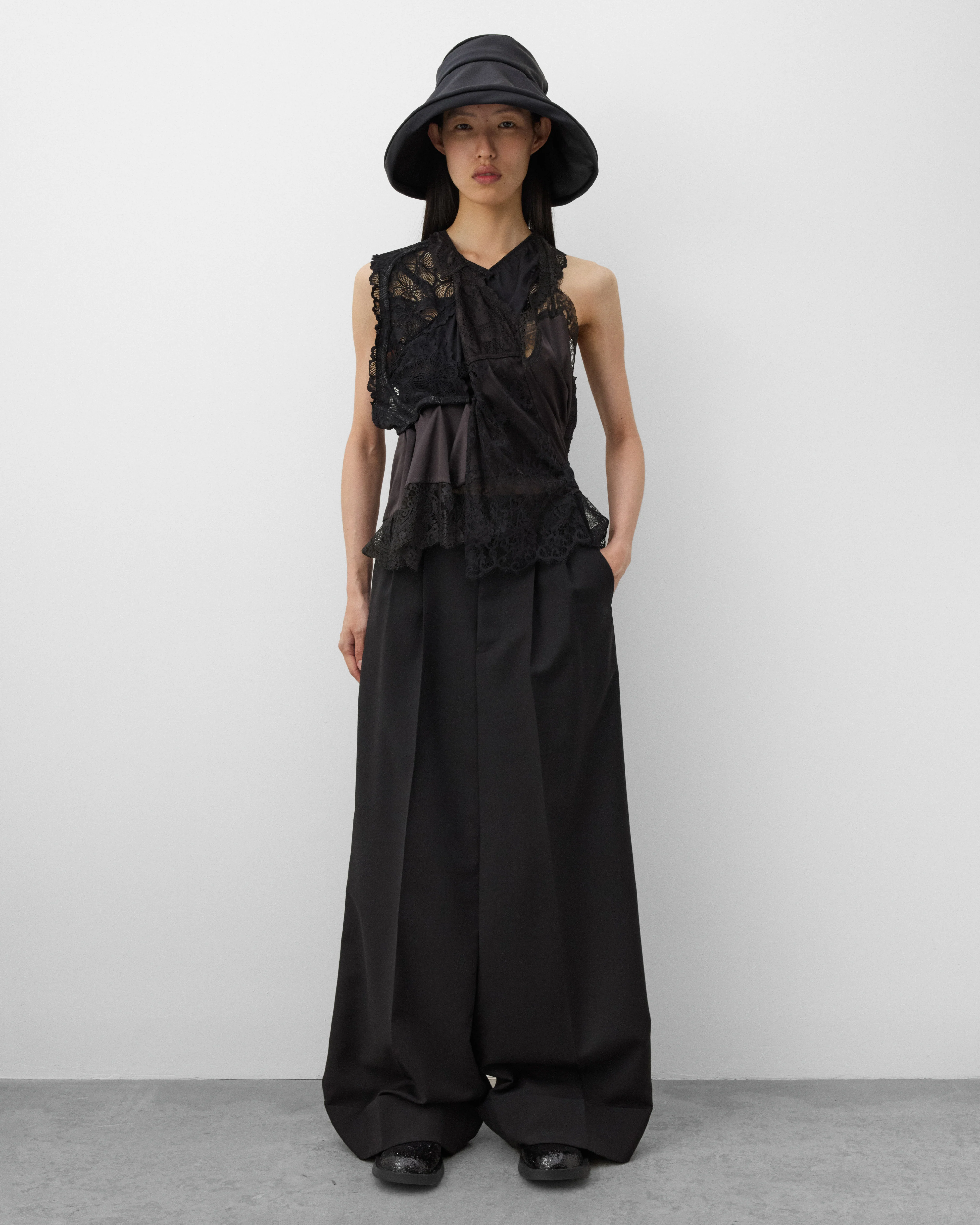 Junya Watanabe - Women's Satin and Lace Blouse - (Black) - Image 6