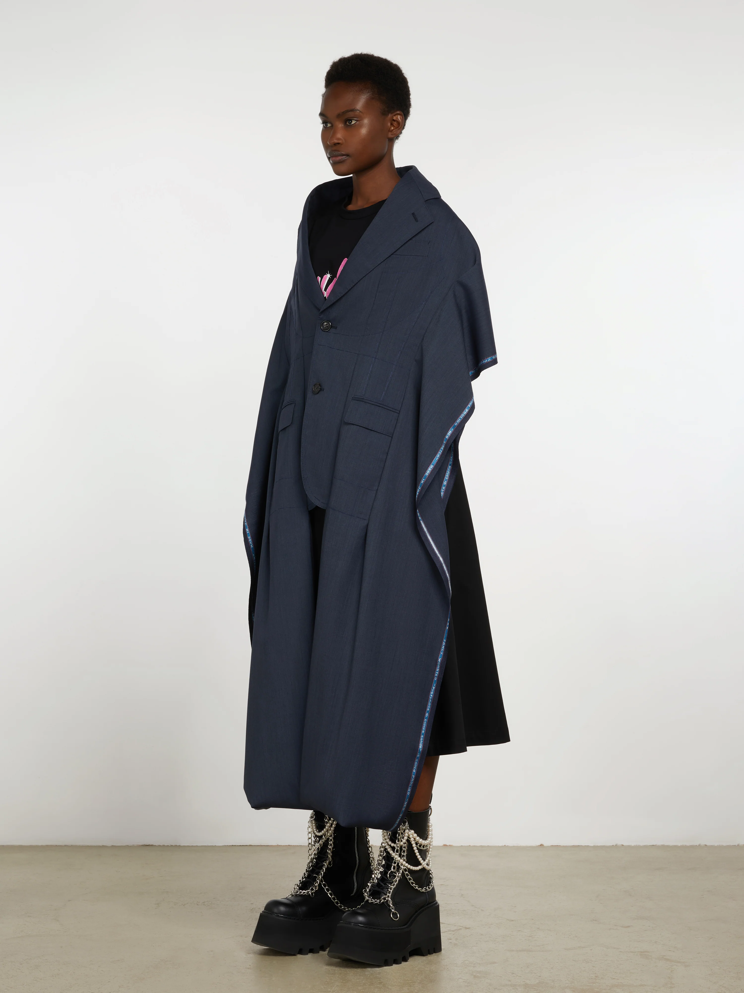 Junya Watanabe - Tropical Wool Long Jacket - (Blue) - Image 3