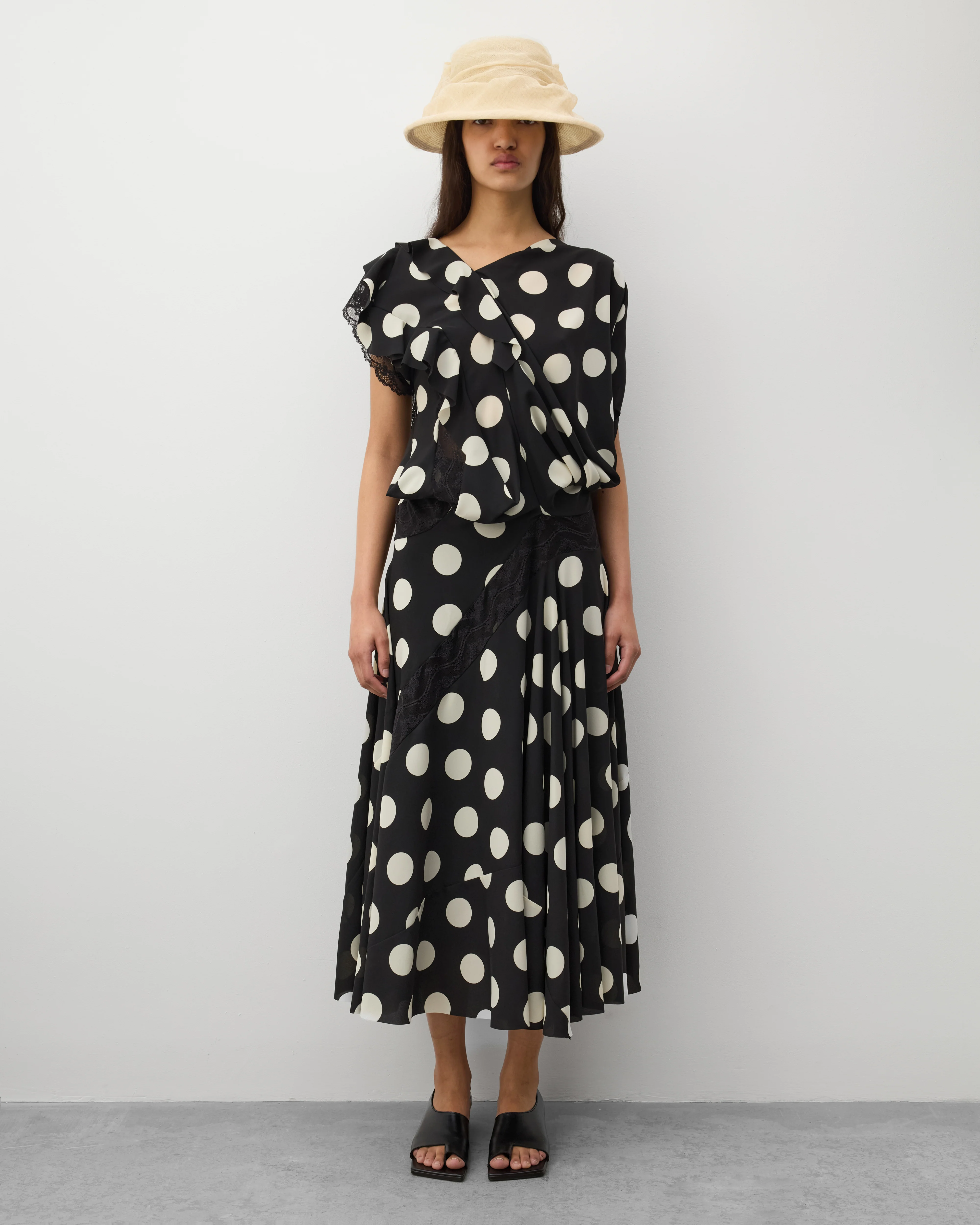 Junya Watanabe - Women's Polka Dot Maxi Dress - (Black/White) - Image 3