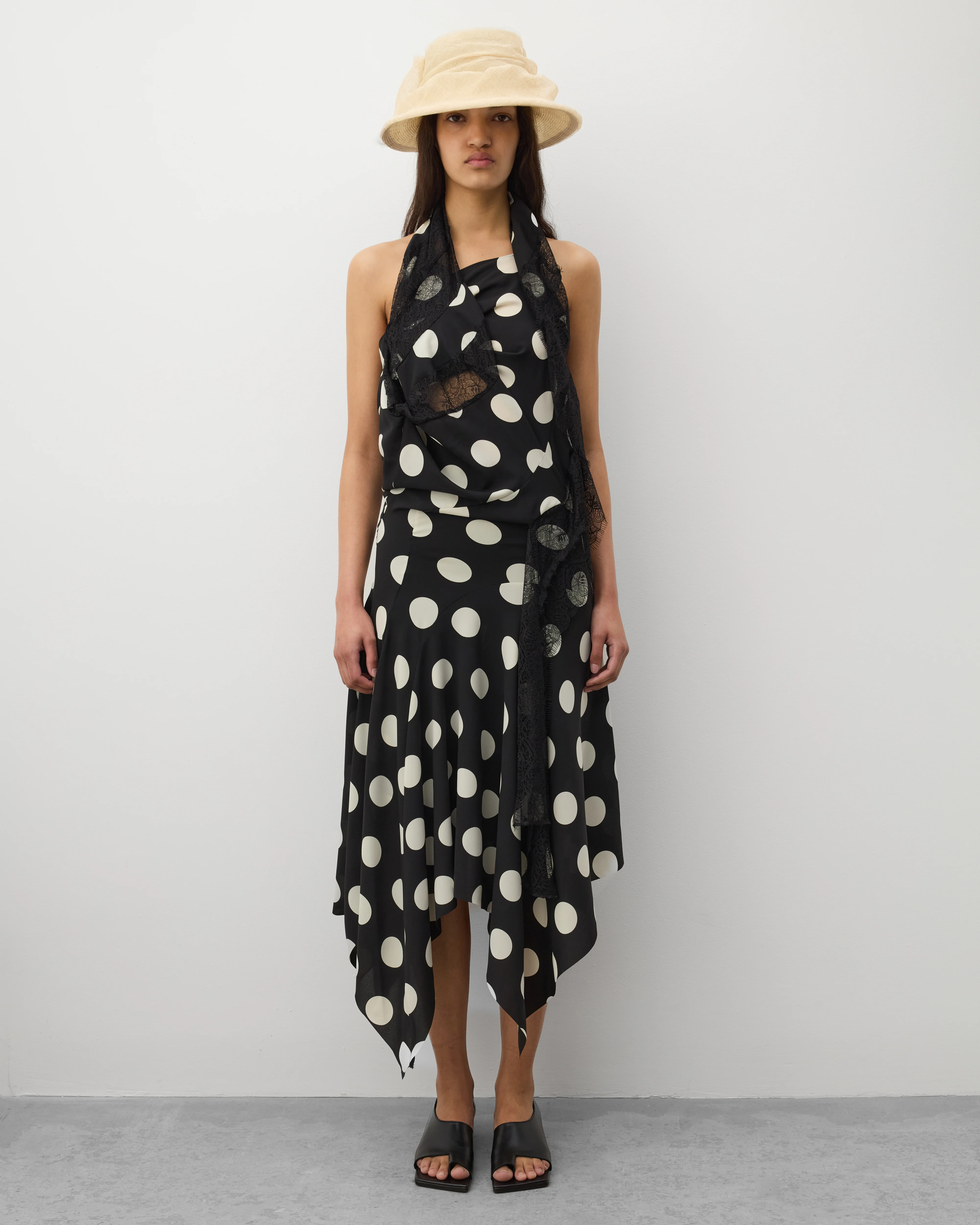 Junya Watanabe - Women's Halter Neck Polka Dot Dress - (Black/White) - Image 3