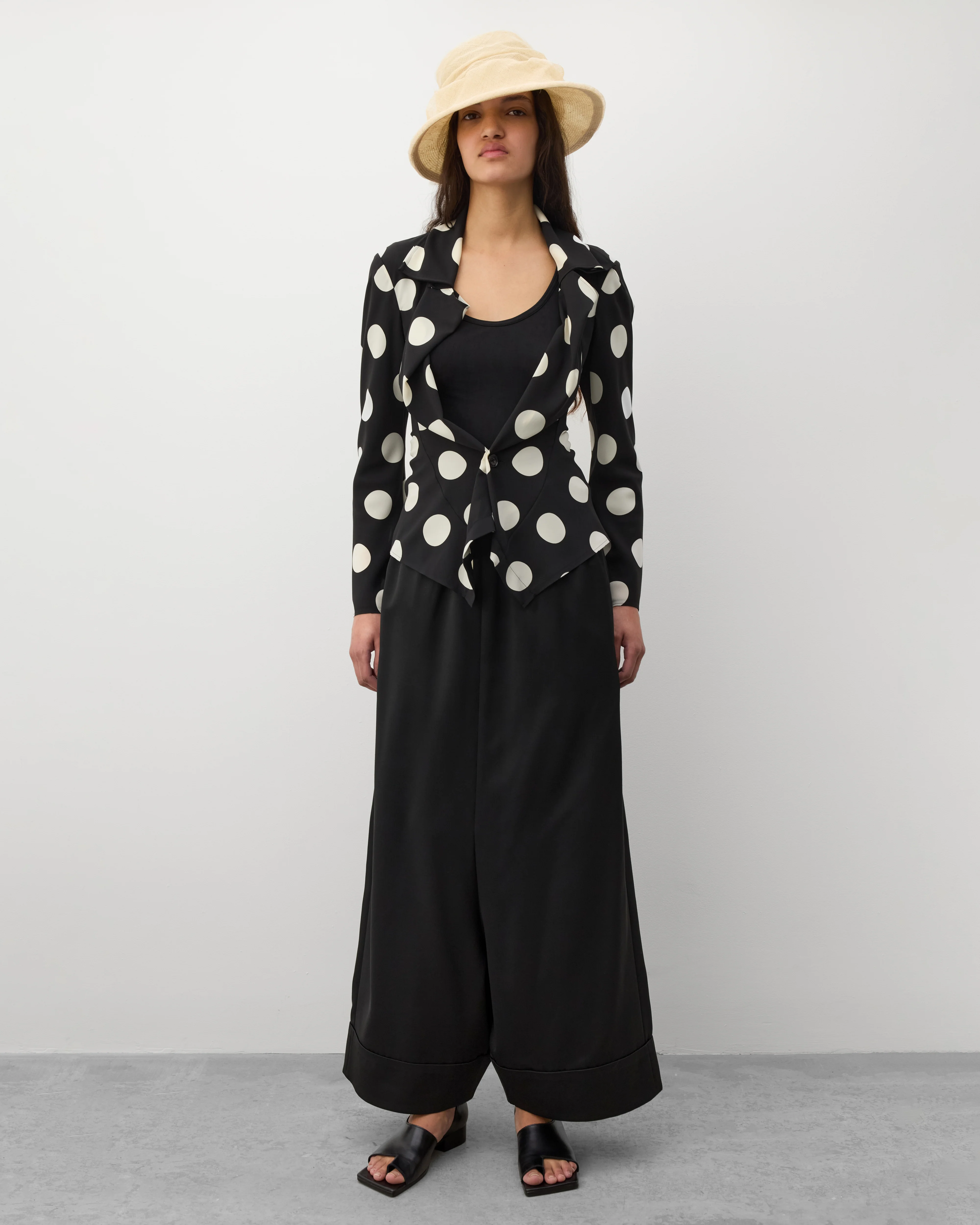 Junya Watanabe - Women's Wide Leg Cuffed Trousers - (Black) - Image 6