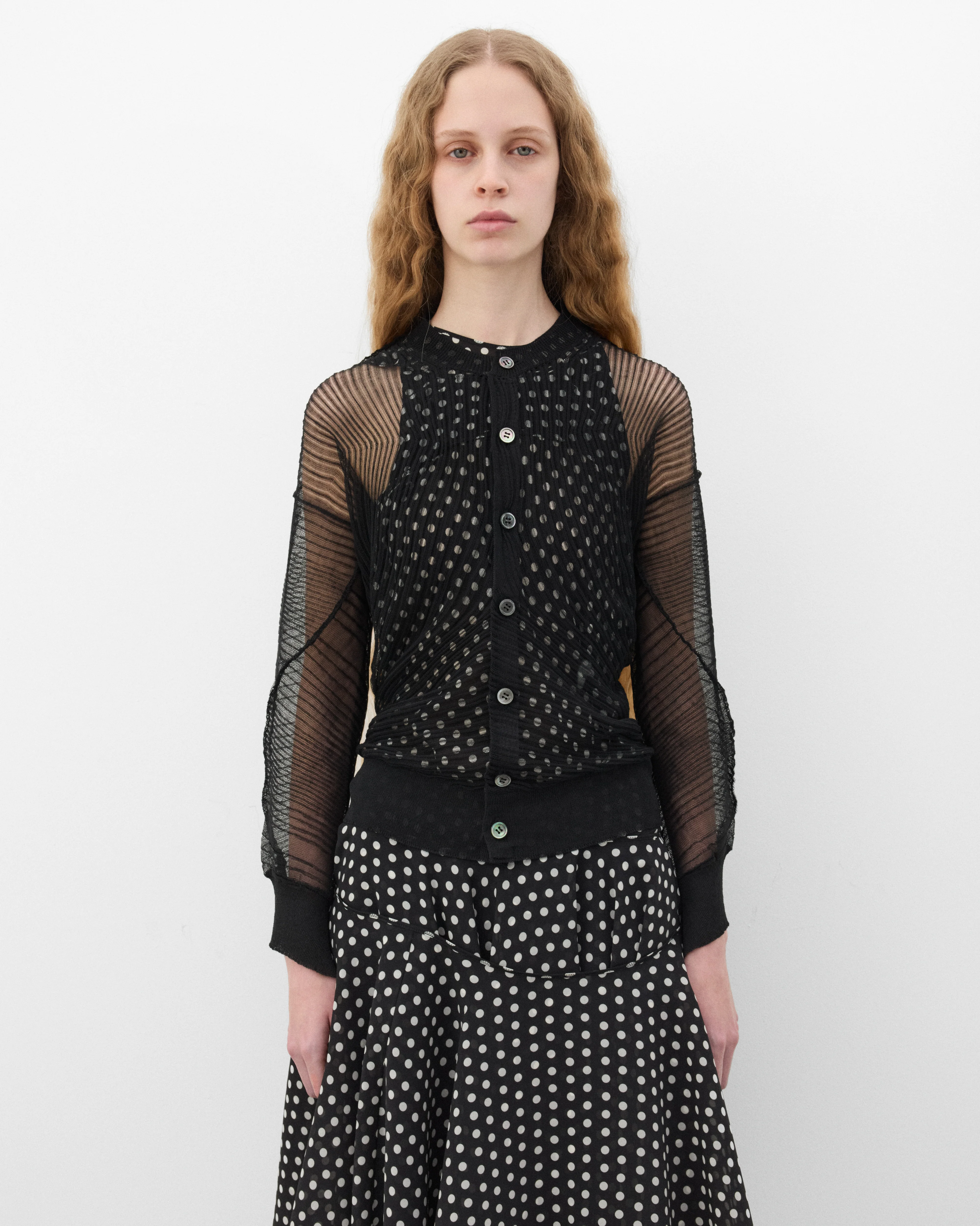 Junya Watanabe - Women's Mesh Cardigan - (Black) - Image 3