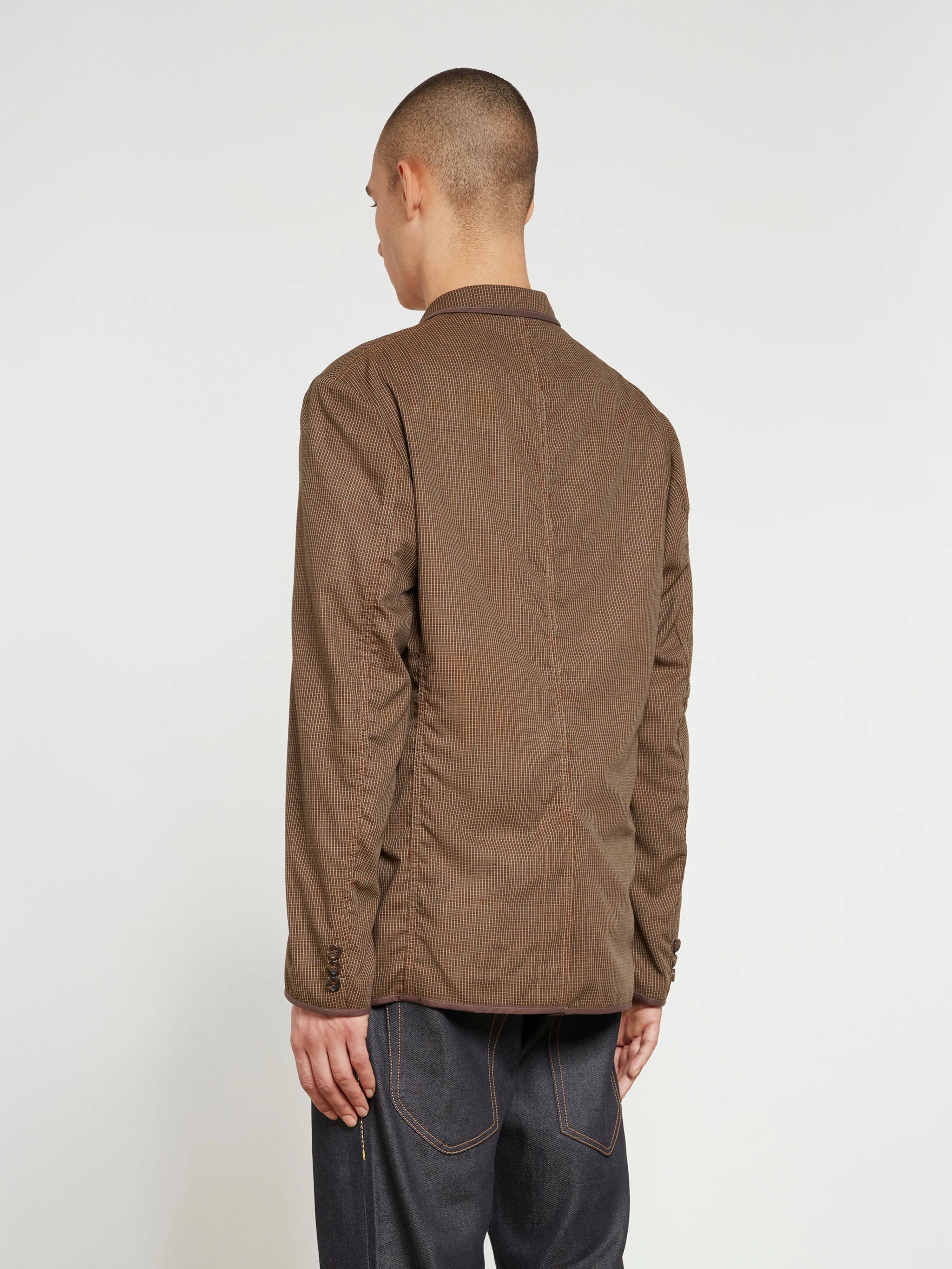 Junya Watanabe MAN - Jean-Michel Basquiat Polyester Wool Check Jacket - (Brown) - Image 4
