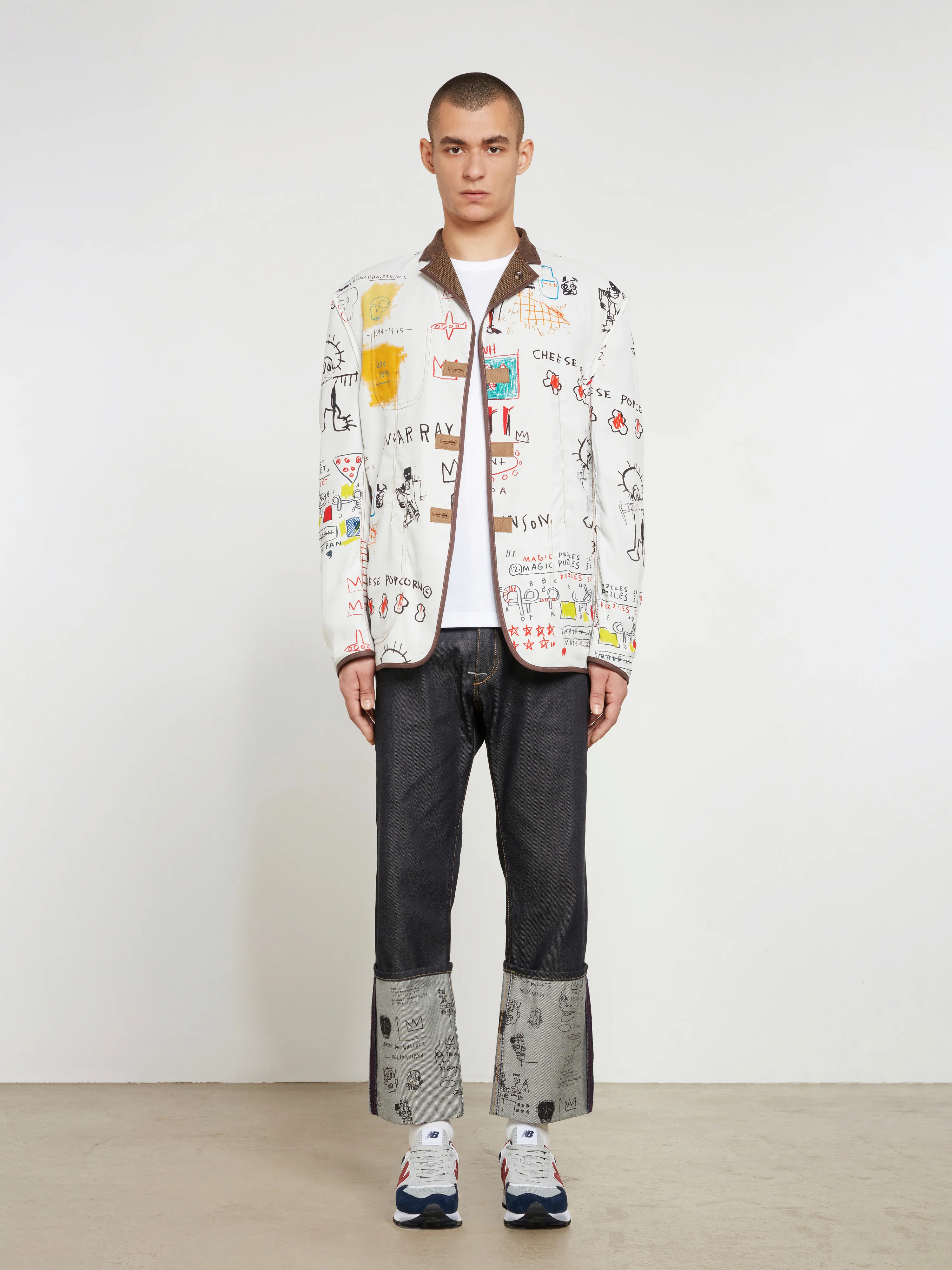 Junya Watanabe MAN - Jean-Michel Basquiat Polyester Wool Check Jacket - (Brown) - Image 5