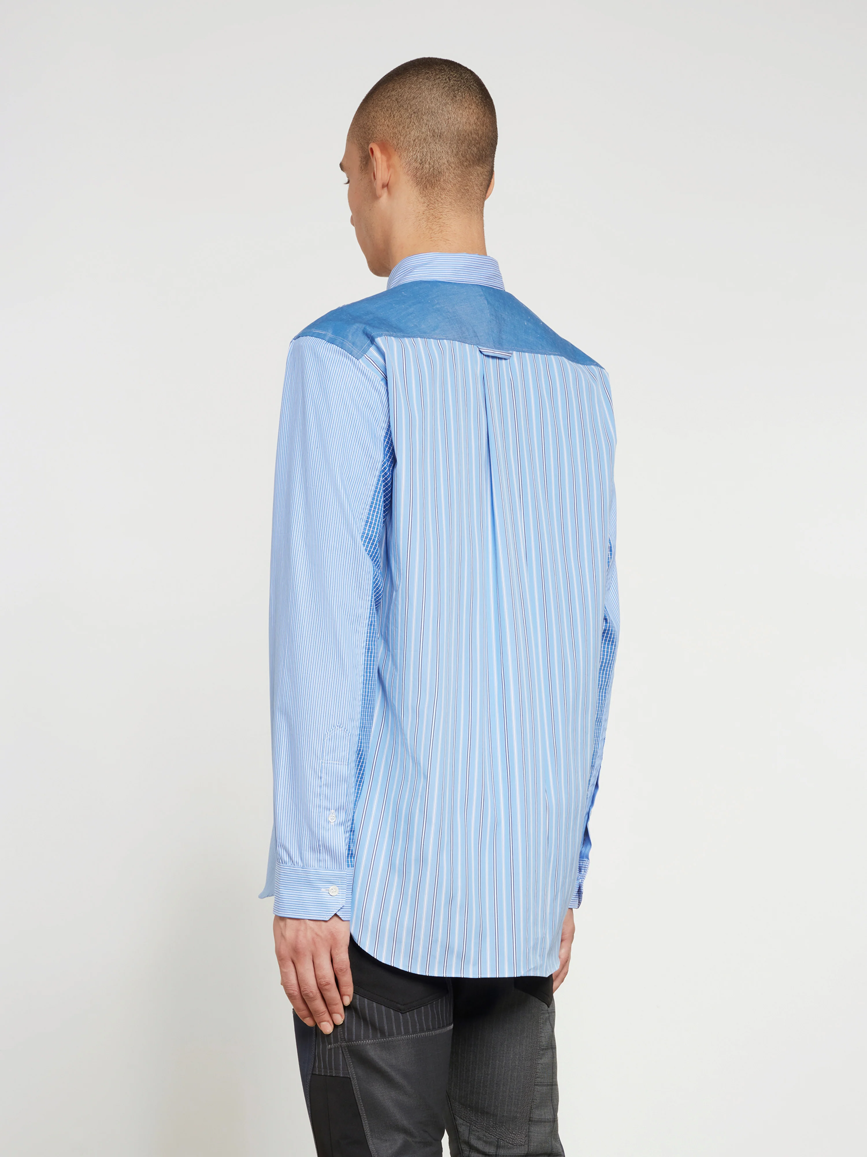 Junya Watanabe MAN - Slim Fit Cotton Shirt - (Blue/White) - Image 4