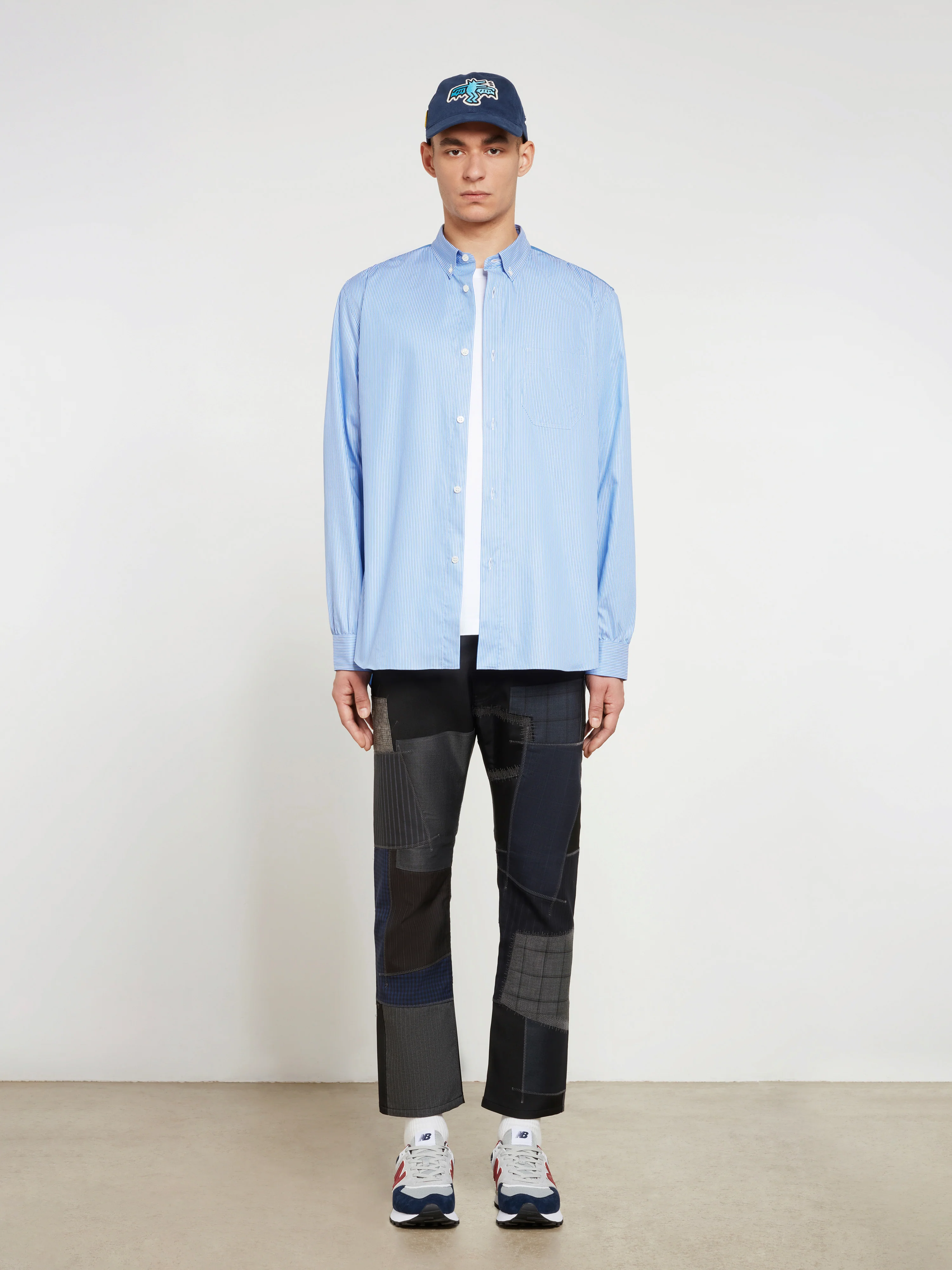 Junya Watanabe MAN - Slim Fit Cotton Shirt - (Blue/White) - Image 5