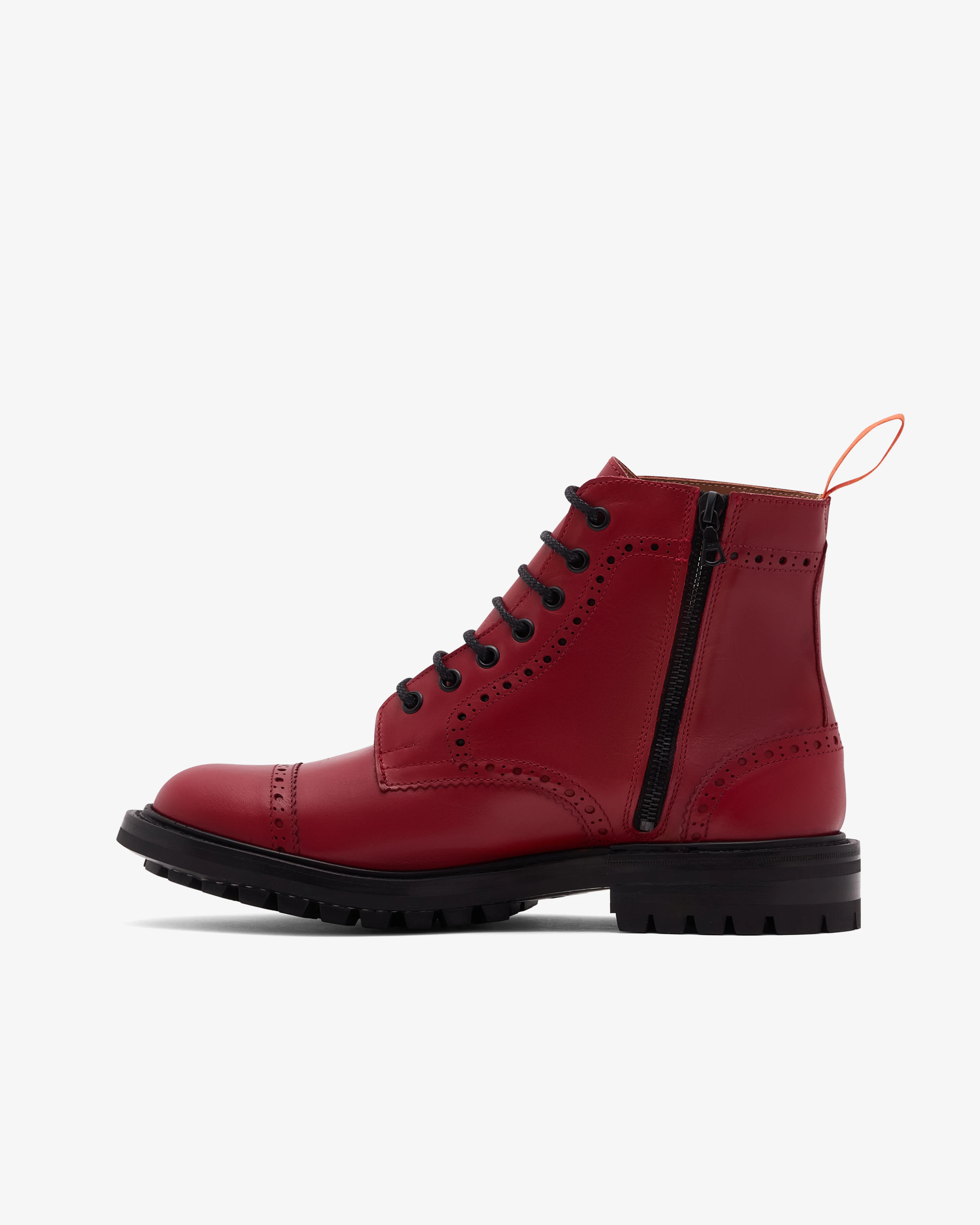 Junya Watanabe MAN - Men's Trickers Brogue Zip Boots - (Red) - Image 2