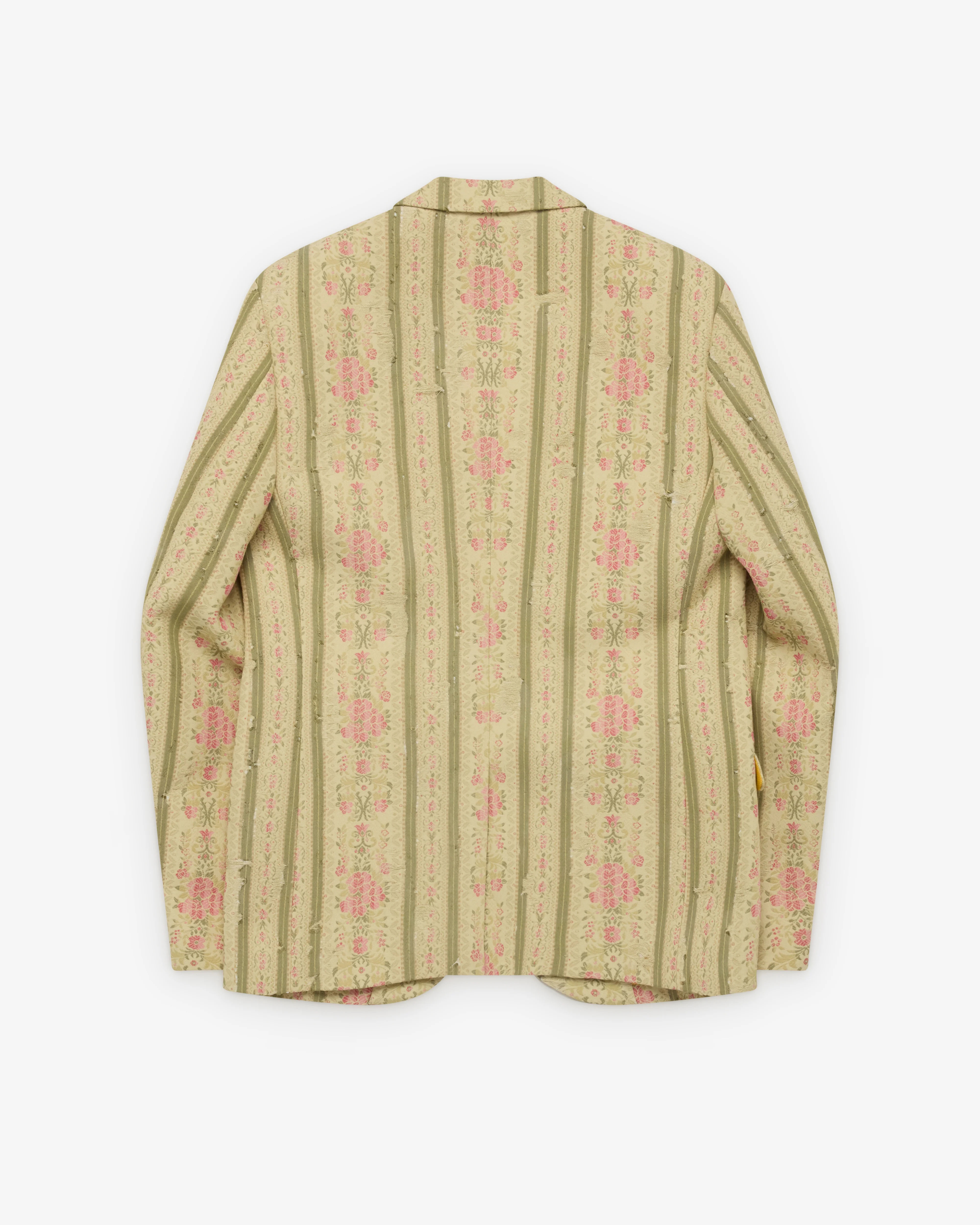 Junya Watanabe Man - Men's Floral Stripe Blazer - (Cream/Green/Pink) - Image 2