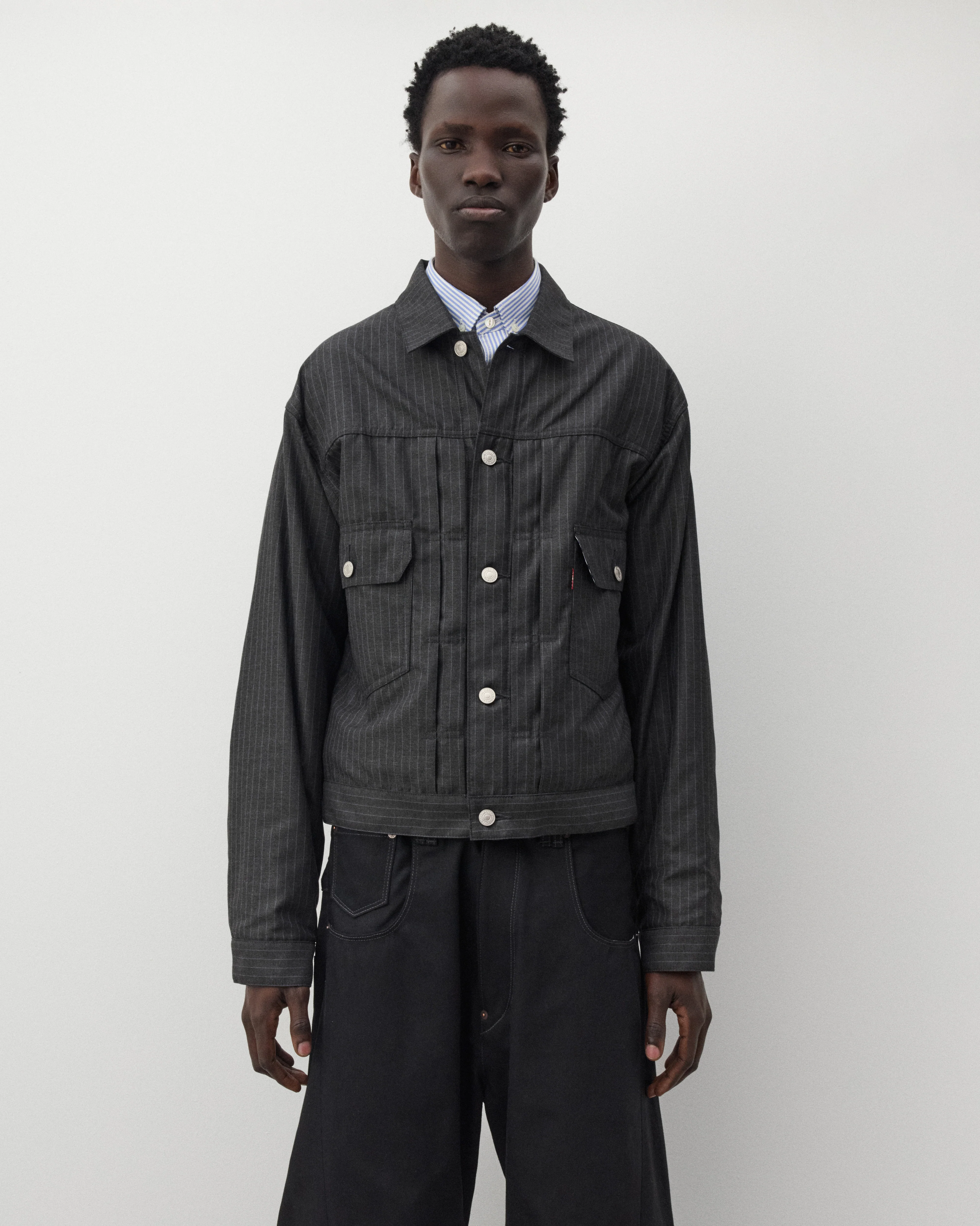 Junya Watanabe Man - Men's Levi's Type 2 Jacket - (Black Pin Stripe) - Image 3