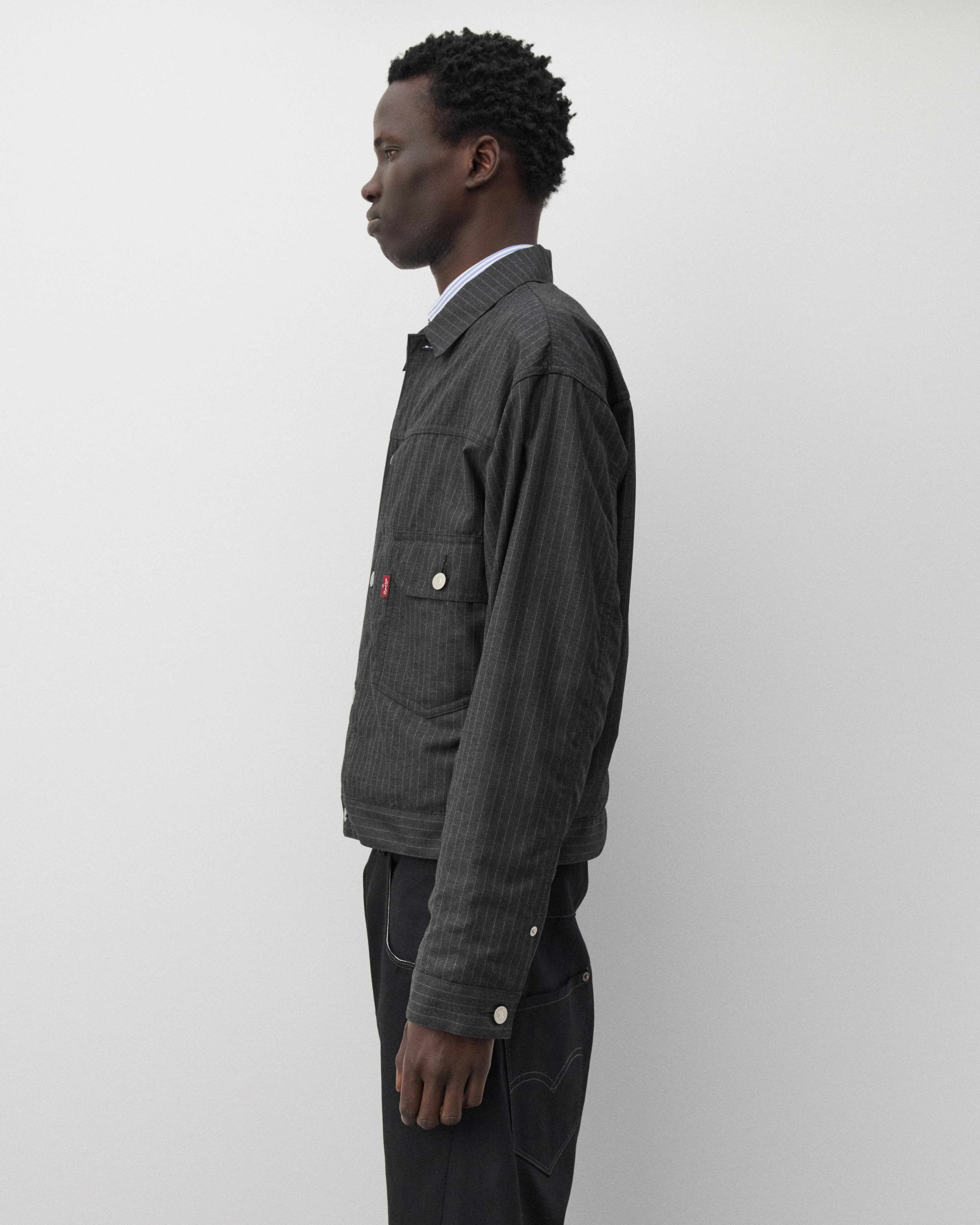 Junya Watanabe Man - Men's Levi's Type 2 Jacket - (Black Pin Stripe) - Image 4