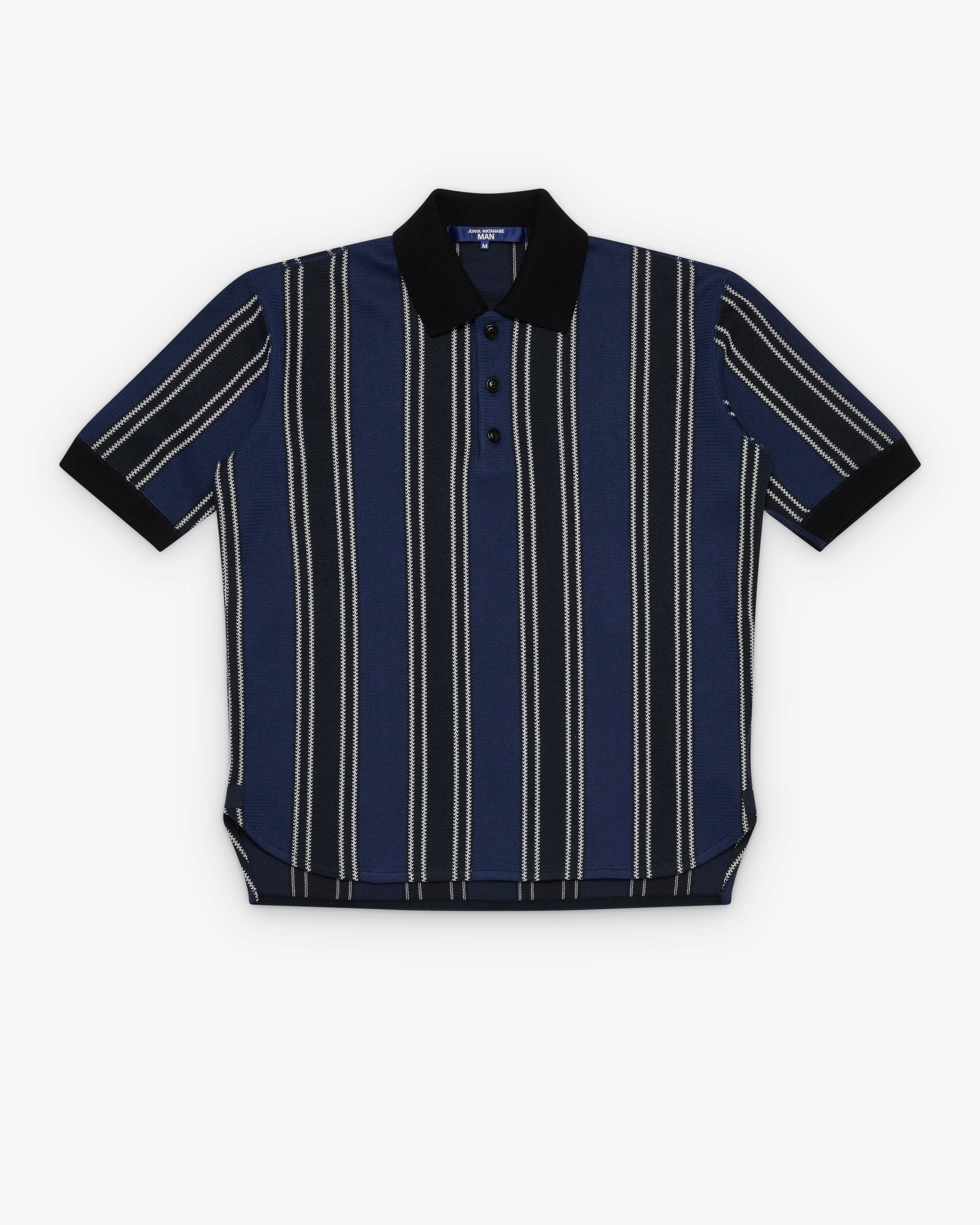 Junya Watanabe Man - Men's Knit Short Sleeve Polo - (Navy/Black)