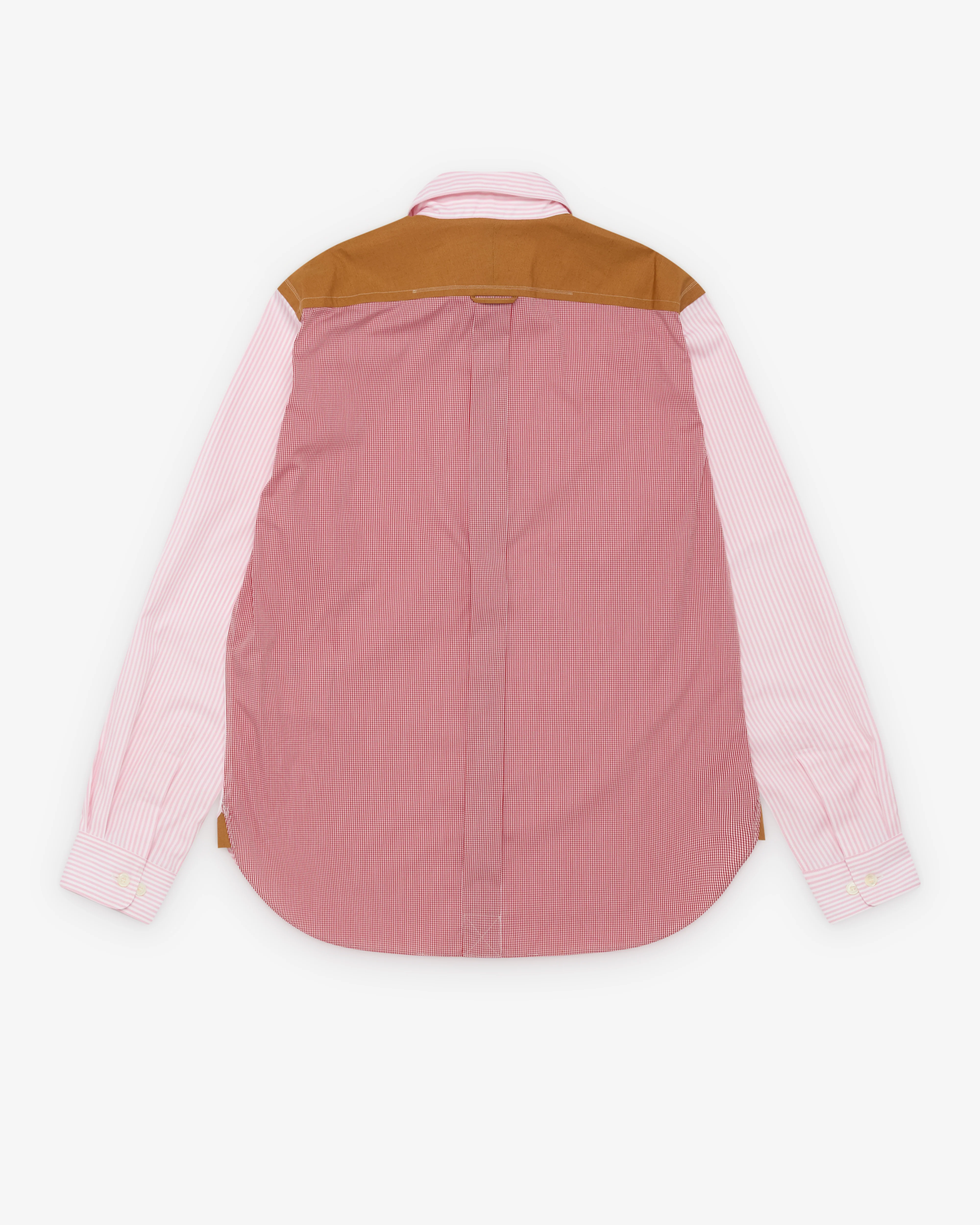 Junya Watanabe Man - Men's Stripe & Check Shirt - (Pink) - Image 2