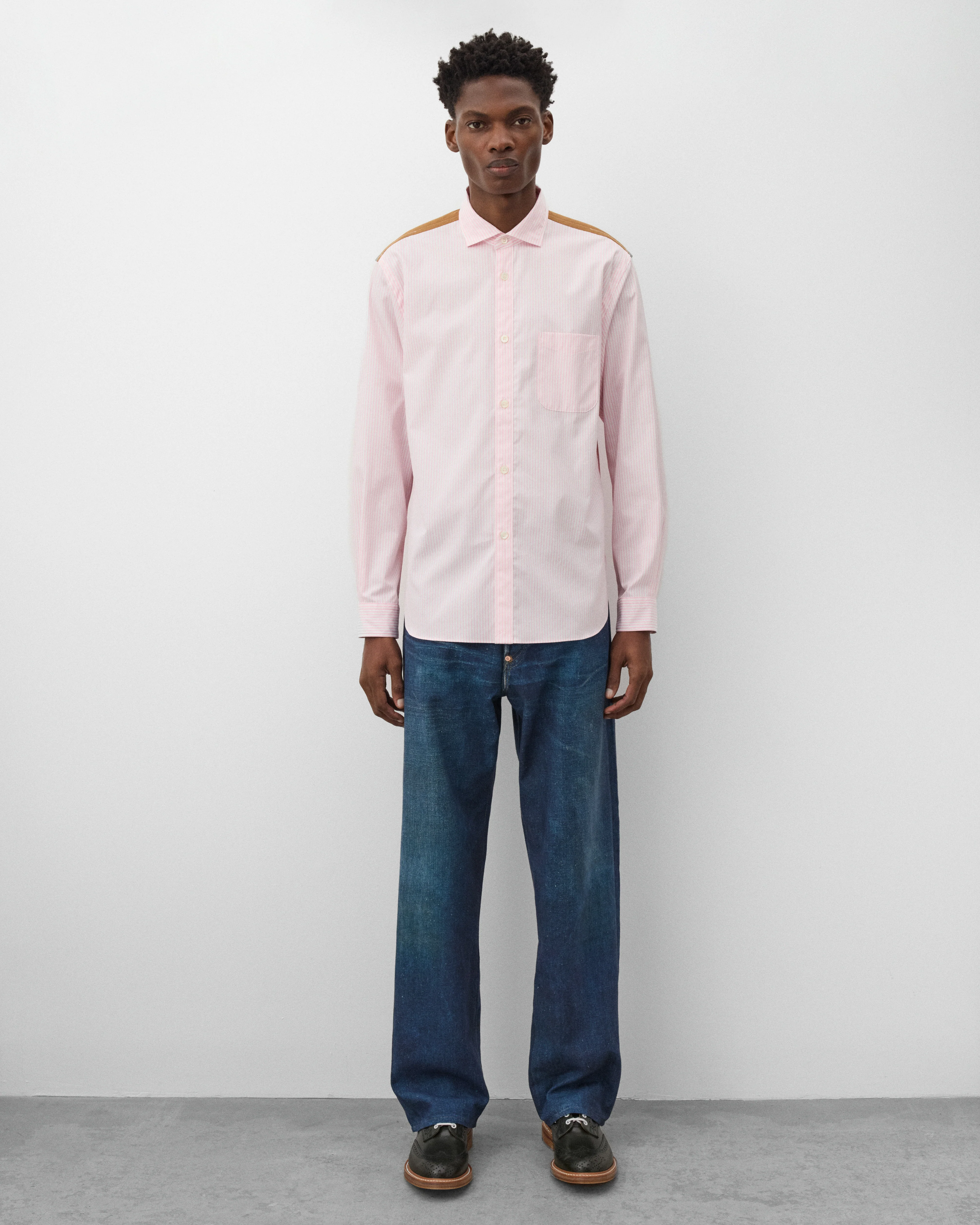 Junya Watanabe Man - Men's Stripe & Check Shirt - (Pink) - Image 6