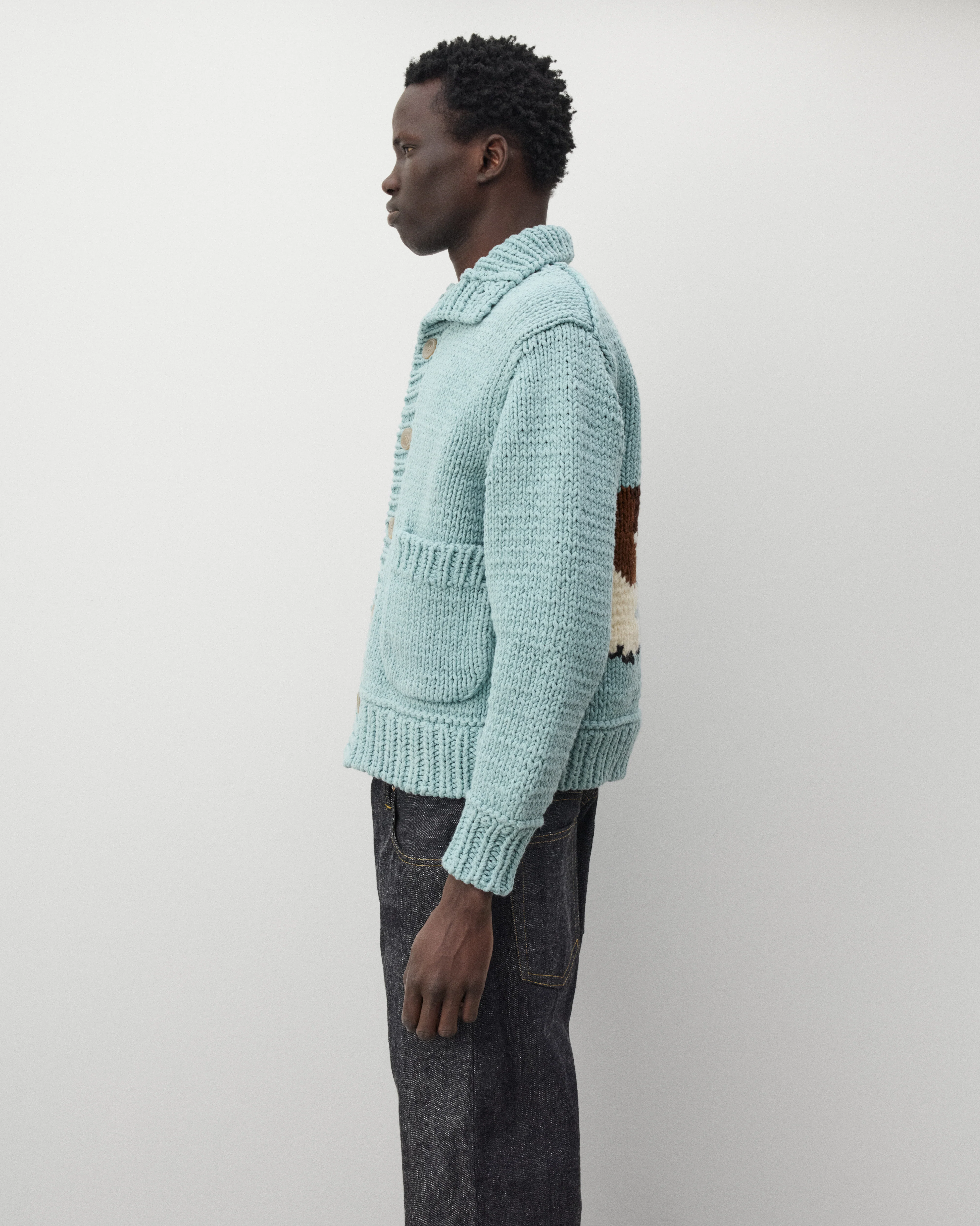 Junya Watanabe Man - Men's Dog Cardigan - (Sax Blue) - Image 4