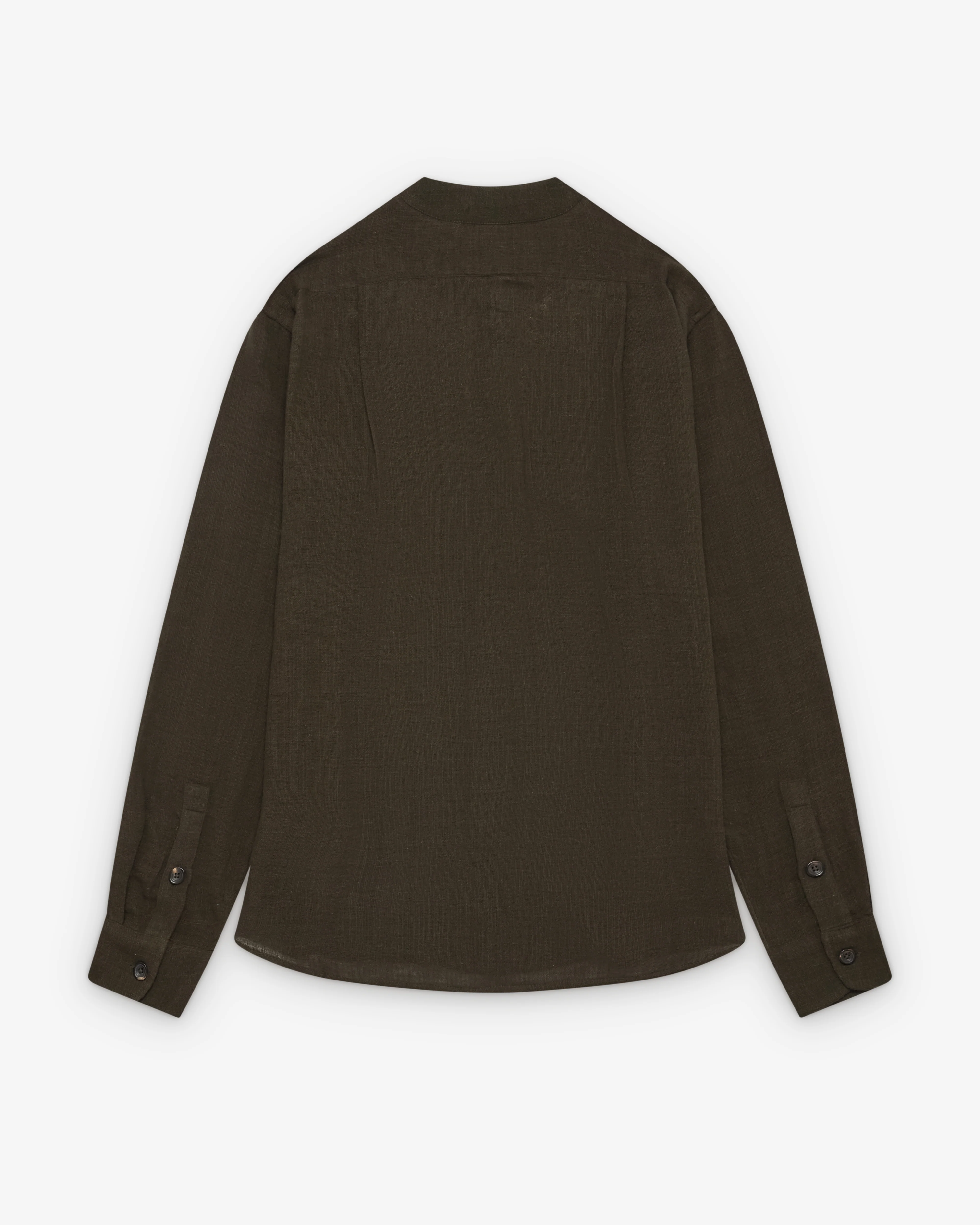 Kartik Research - Men's Band Collar Shirt - (Bark/Gold) - Image 2