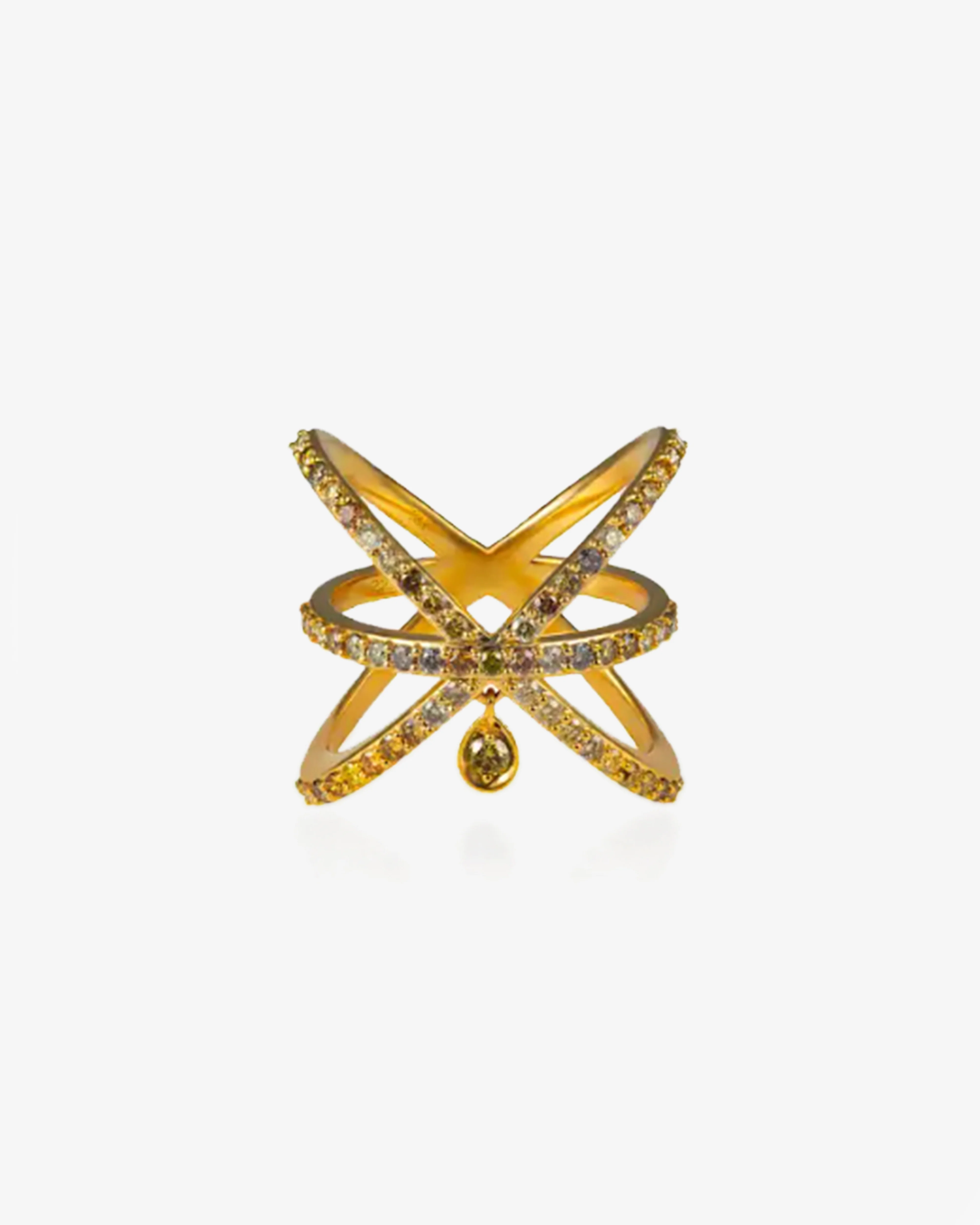 Khepri - Women's Fancy Color Orbit Diamond Drop Ring - (Yellow Gold)