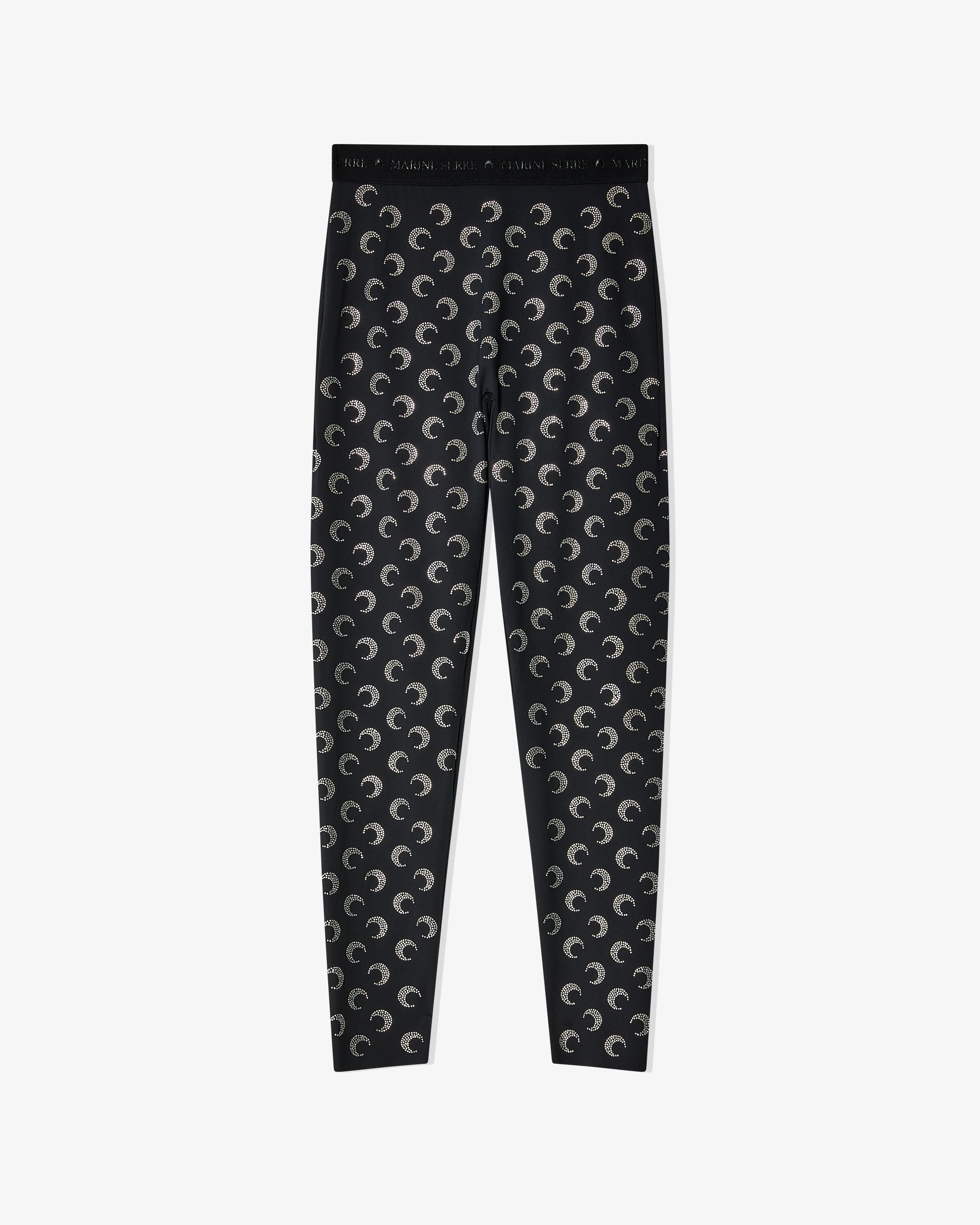 Marine Serre - Women's Moon Rhinestoned Jersey Stirrup Leggings - (Black)
