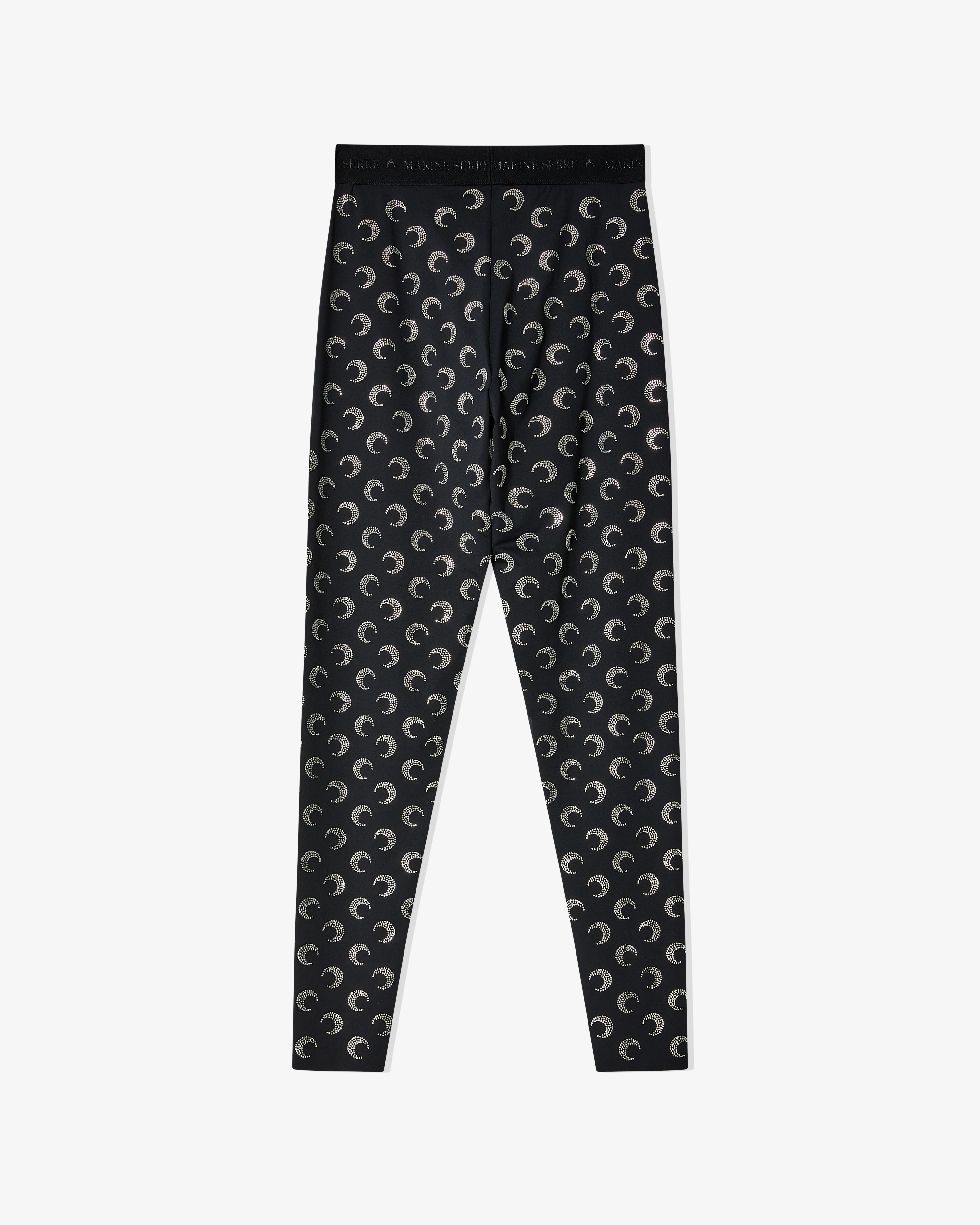 Marine Serre - Women's Moon Rhinestoned Jersey Stirrup Leggings - (Black) - Image 2