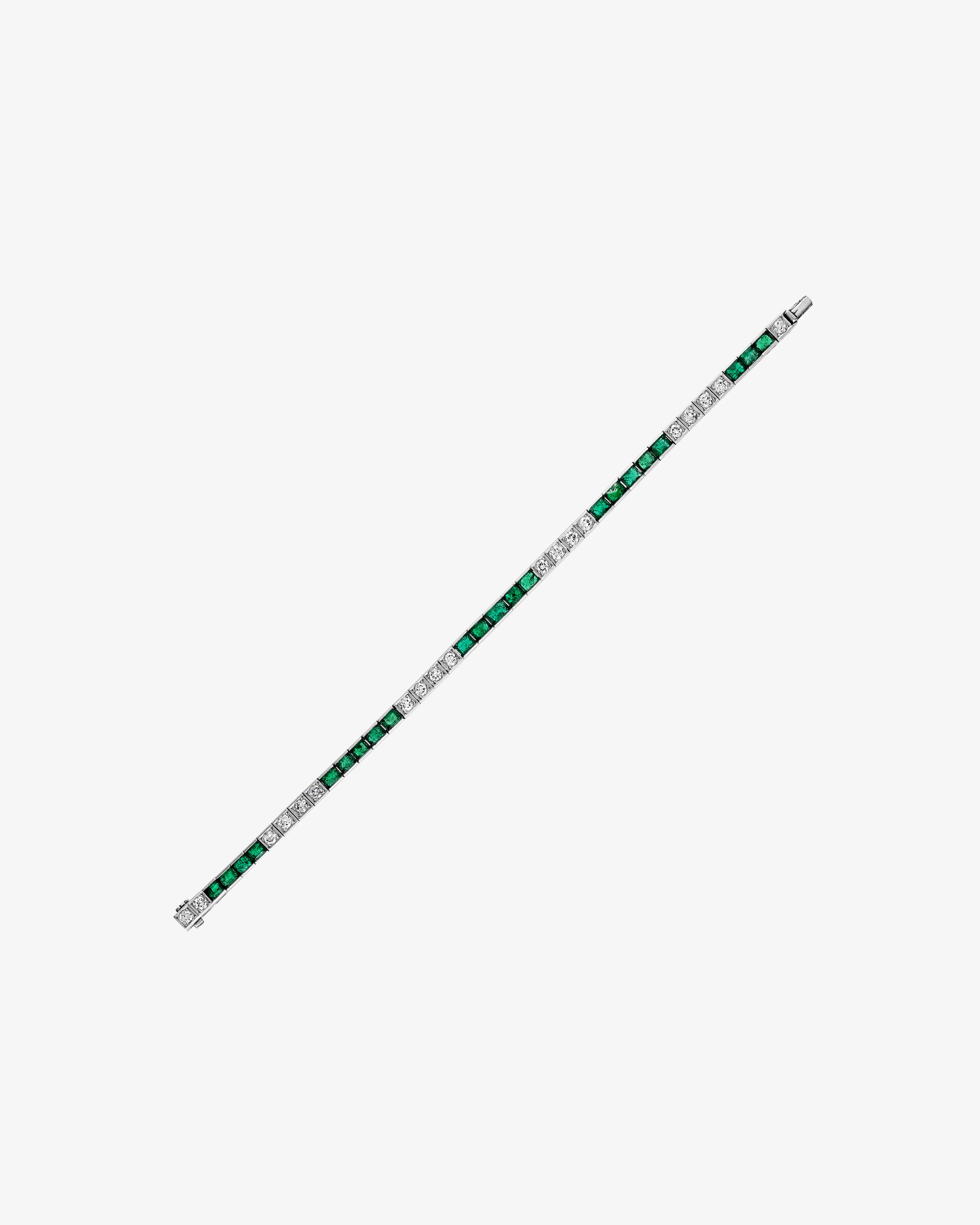 Mindi Mond - Women's Art Deco Colombian Emerald and Diamond Line Bracelet - (Green) - Image 2